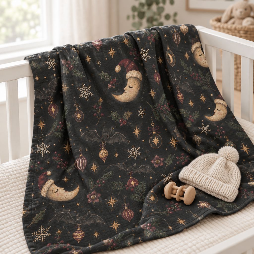 Christmas Moon Goth Baby Swaddle Blanket