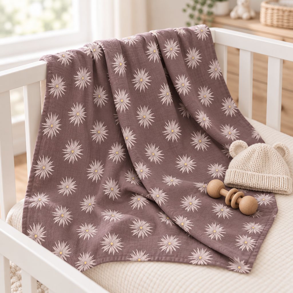 Floral Daisy Baby Swaddle, alternate view