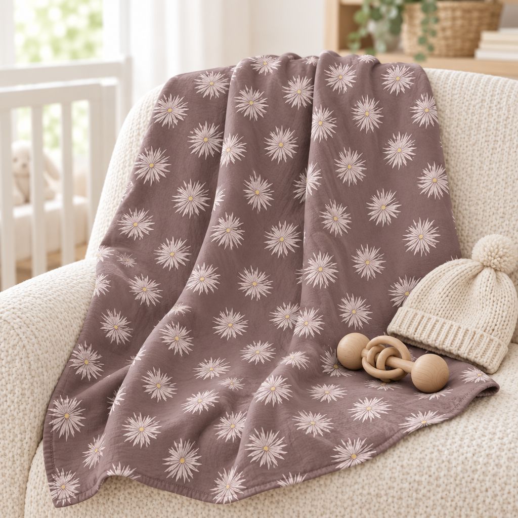 Floral Daisy Baby Swaddle – Nursing Shawl & Stroller Cover