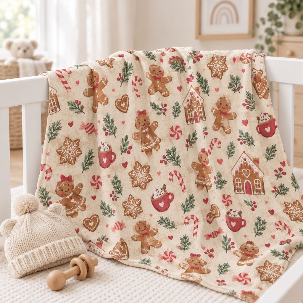 Gingerbread Christmas Baby Swaddle Blanket