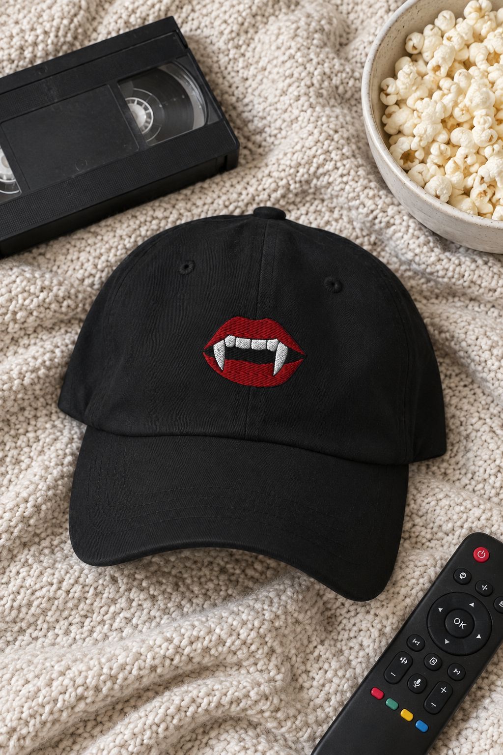 Vampire Fangs Embroidered Dad Hat lifestyle photo