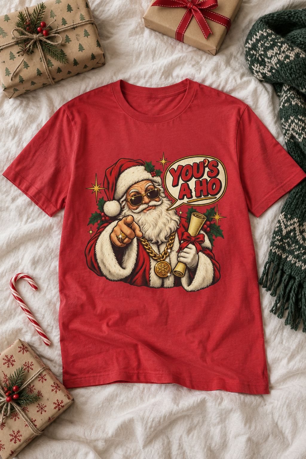 Santa Claus “You’s a Ho” Funny Christmas Tee lifestyle photo