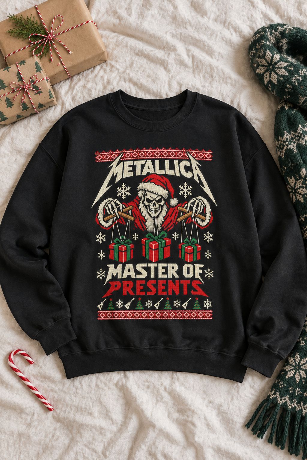 Metallica Master of Presents Christmas Sweatshirt lifestyle photo