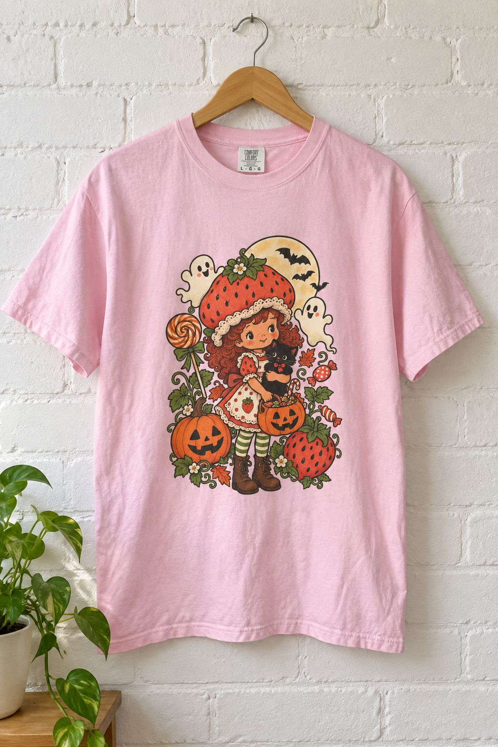 Vintage Style Halloween Strawberry Shortcake Graphic T-Shirt lifestyle photo