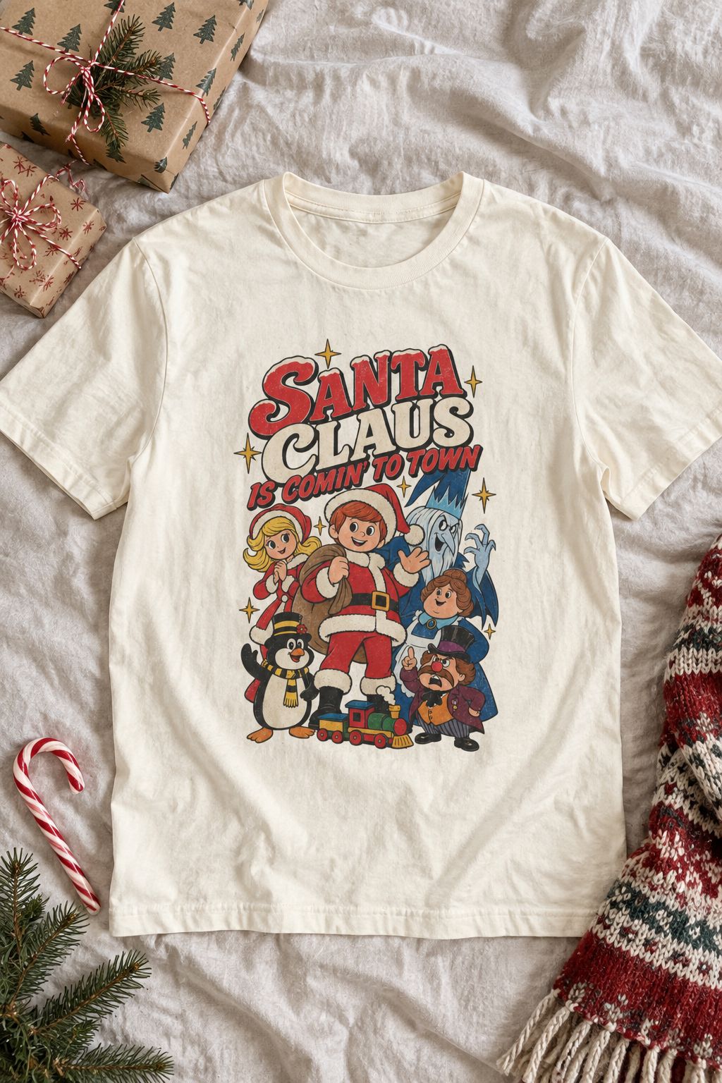 Santa Claus Is Comin' To Town Christmas Tee lifestyle photo