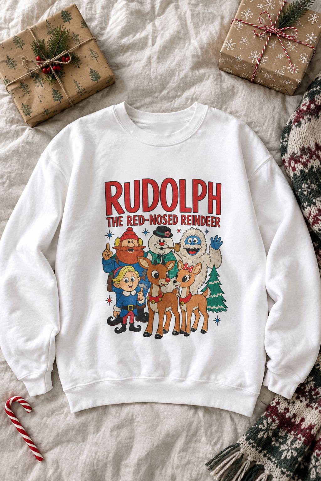 Rudolph The Red-Nosed Reindeer Vintage Crewneck Sweatshirt lifestyle photo