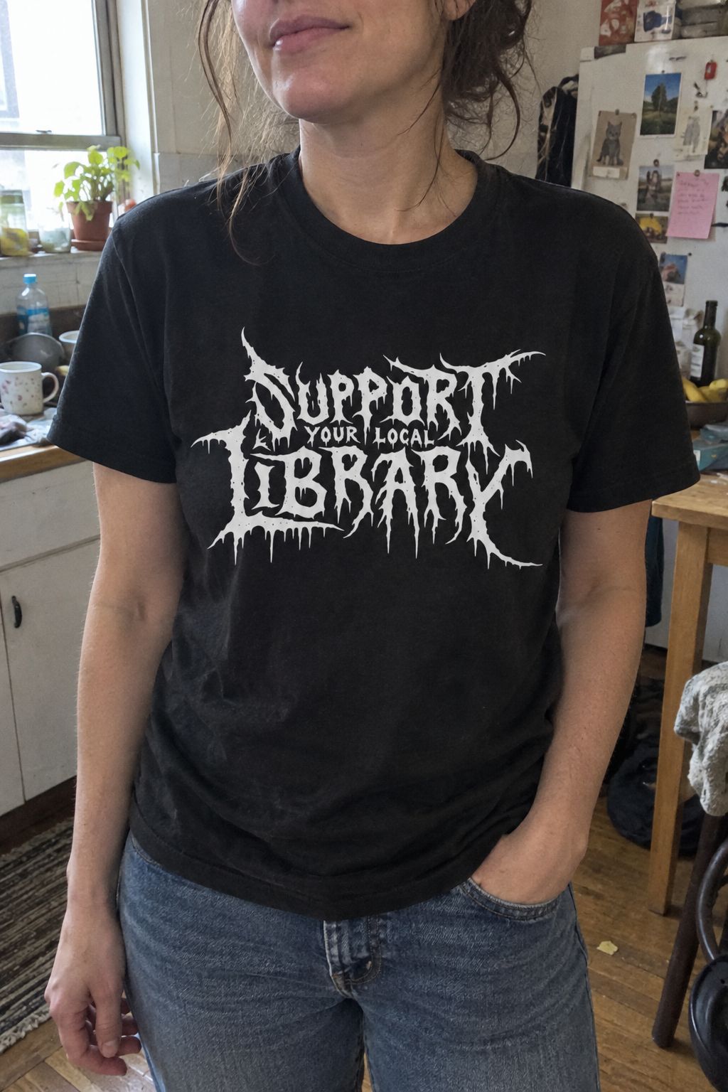 Support Your Local Library Metal Tee lifestyle photo