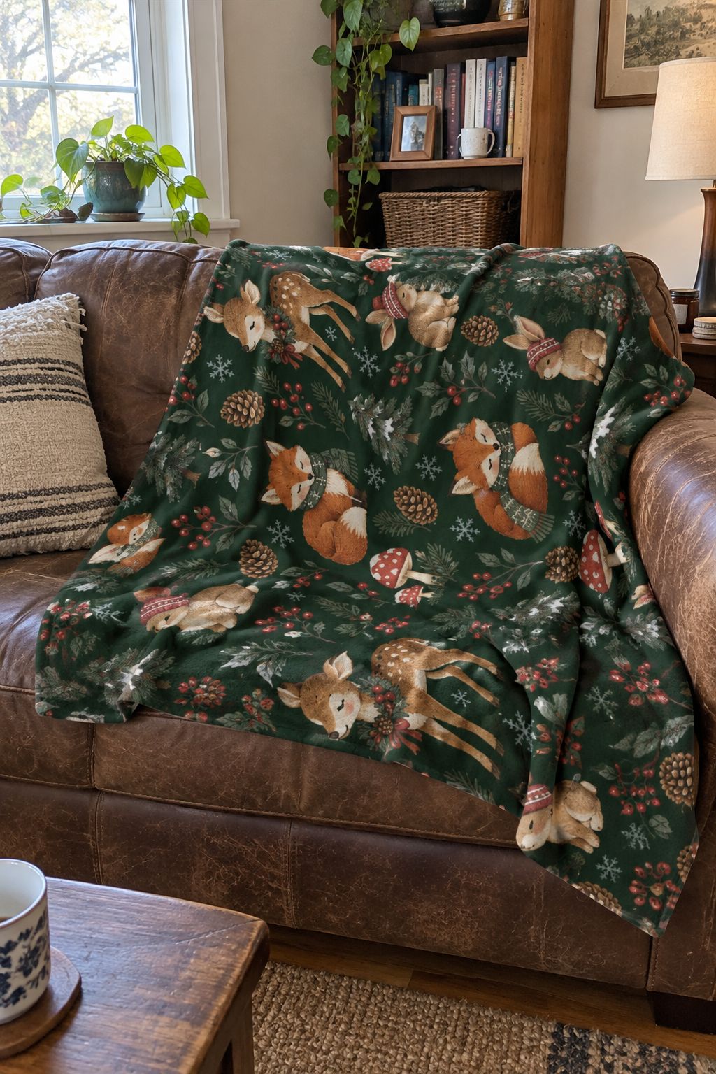 Woodland Winter Sherpa Blanket lifestyle photo
