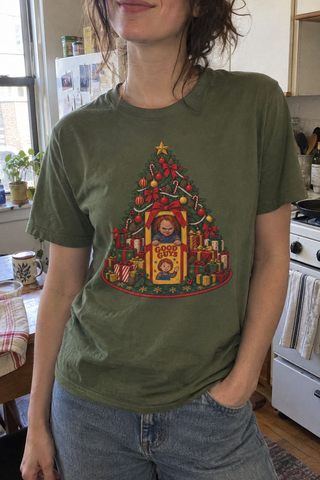 Chucky Christmas Graphic Tee lifestyle photo