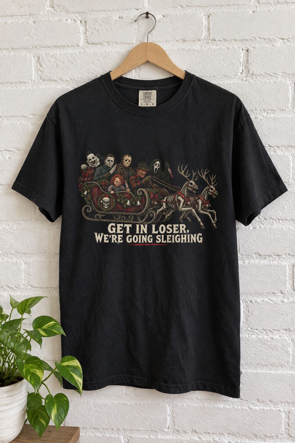 Horror Slashers "Get In Loser We're Going Sleighing" Tee lifestyle photo