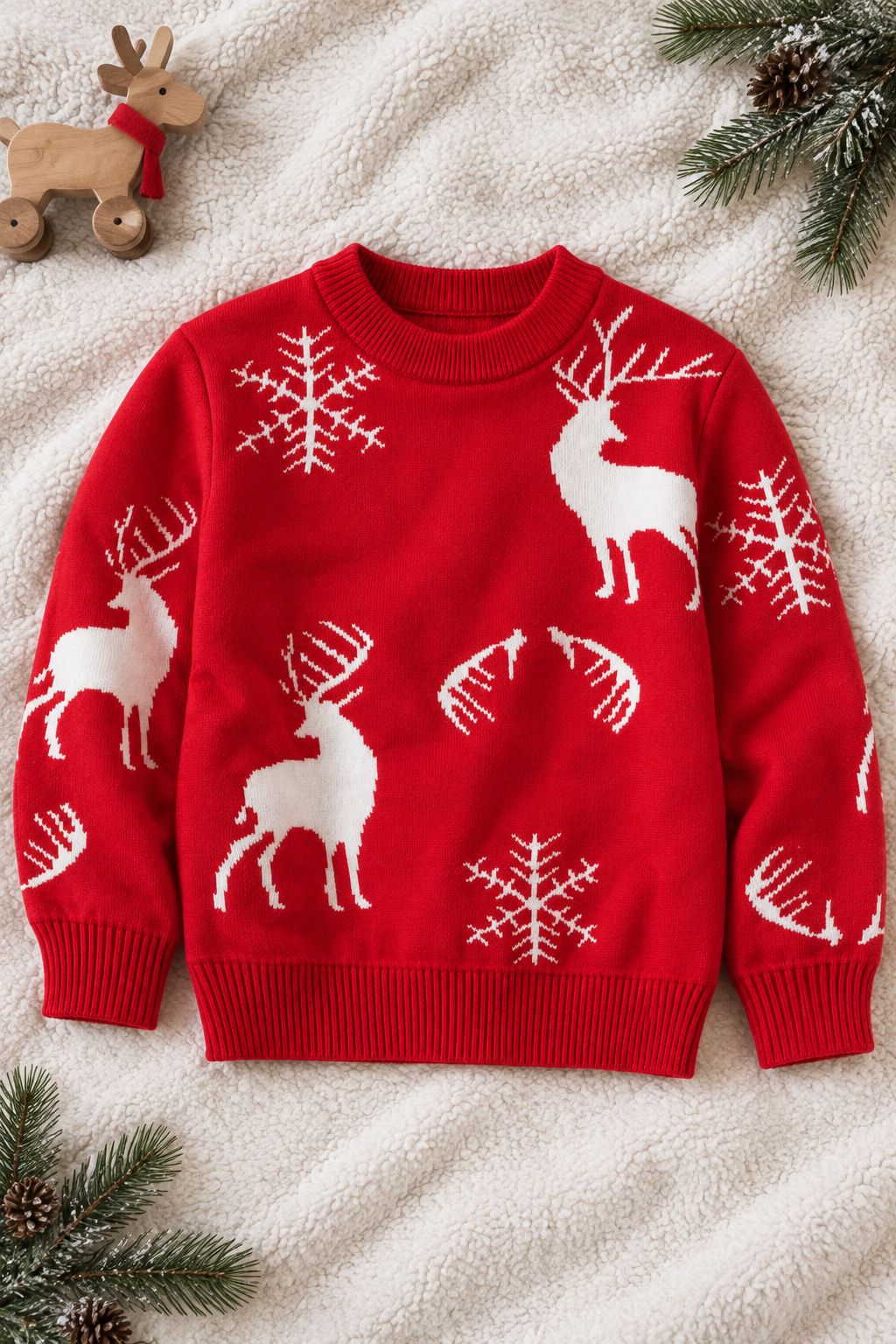 Kids Reindeer & Snowflake Sweater lifestyle photo