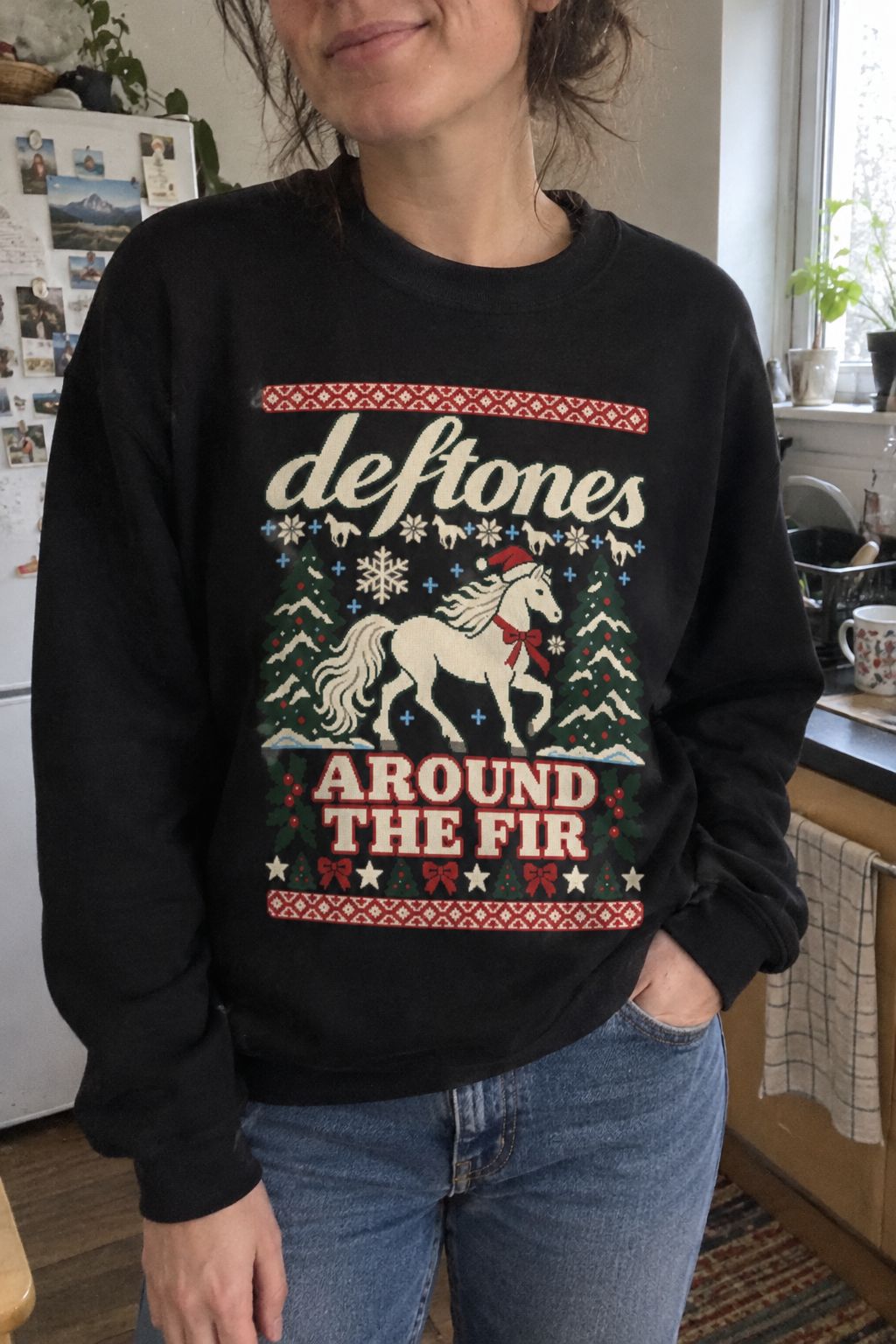 Deftones Around the Fir Christmas Crewneck Sweatshirt lifestyle photo