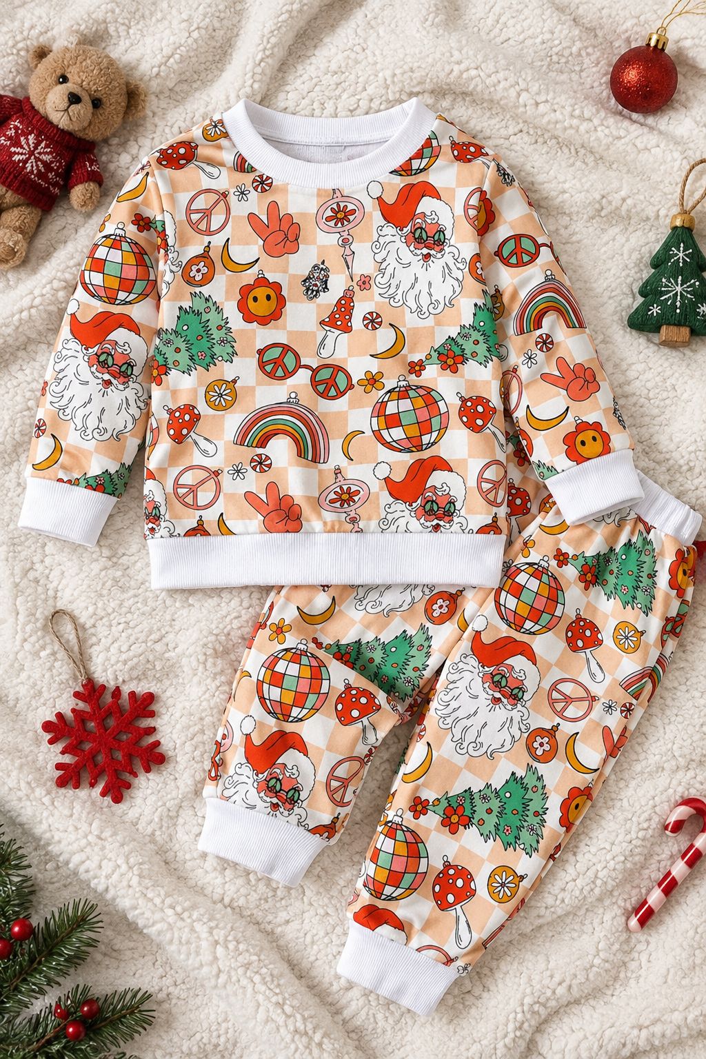 Children's Christmas Santa Print Long Sleeve Set lifestyle photo
