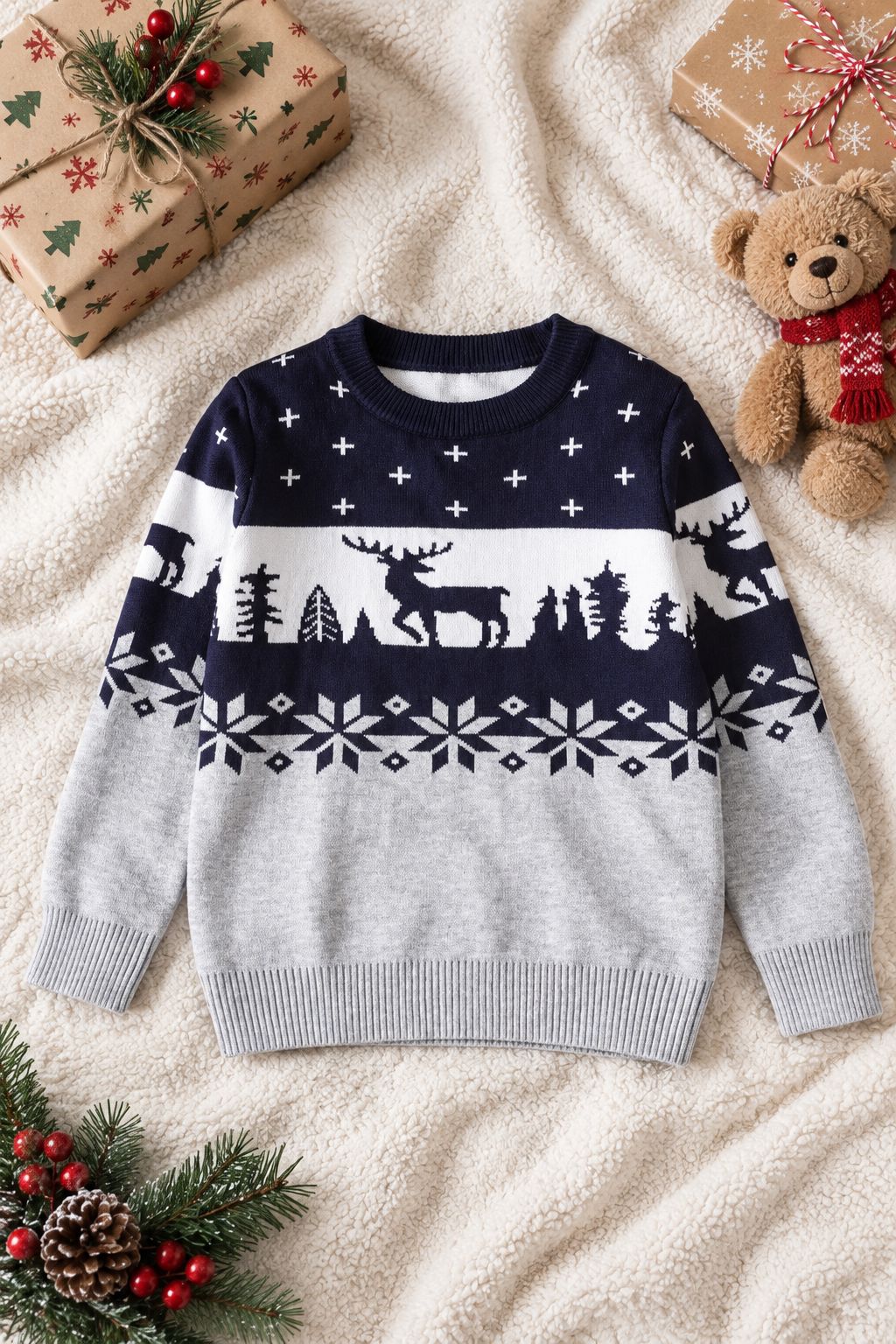 Kids Reindeer Christmas Sweater lifestyle photo