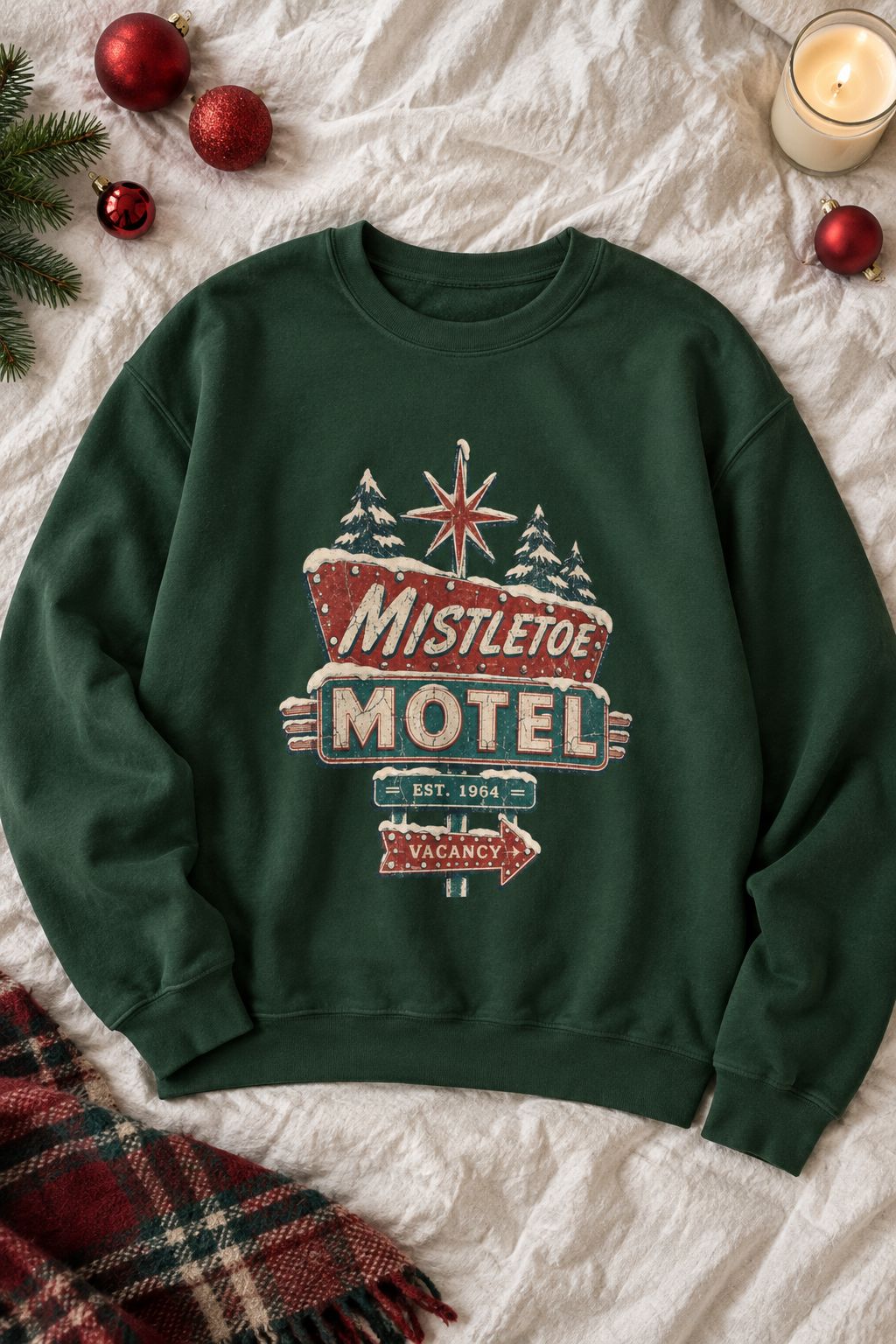 Mistletoe Motel Christmas Sweatshirt lifestyle photo