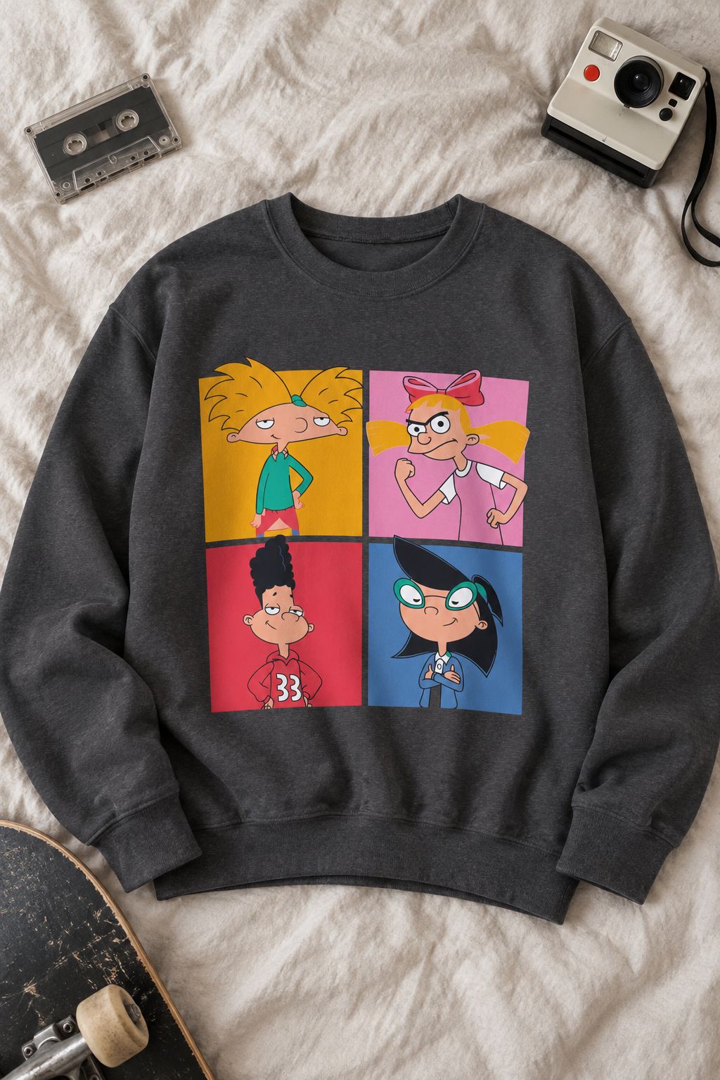 Retro Cartoon Character Collage Sweatshirt lifestyle photo