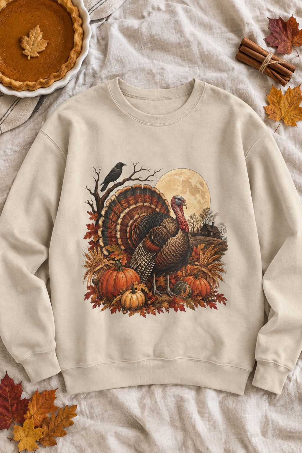 Vintage Thanksgiving Turkey Pumpkin Sweatshirt lifestyle photo