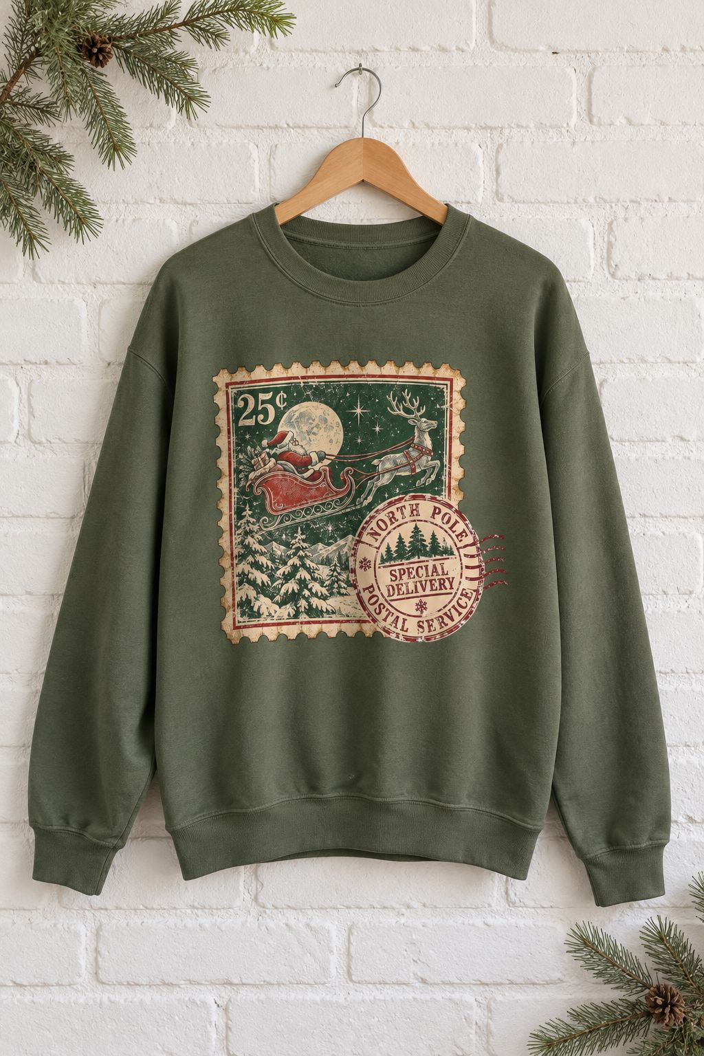 Vintage North Pole Christmas Santa Sweatshirt lifestyle photo
