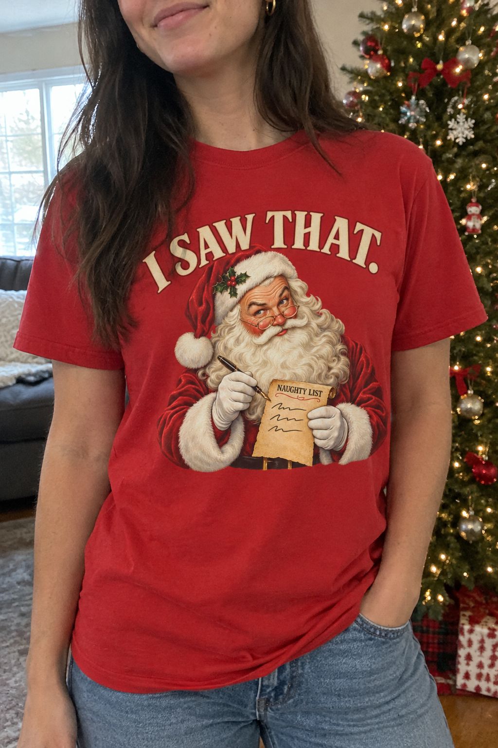 Santa Claus "I Saw That" Graphic Tee lifestyle photo