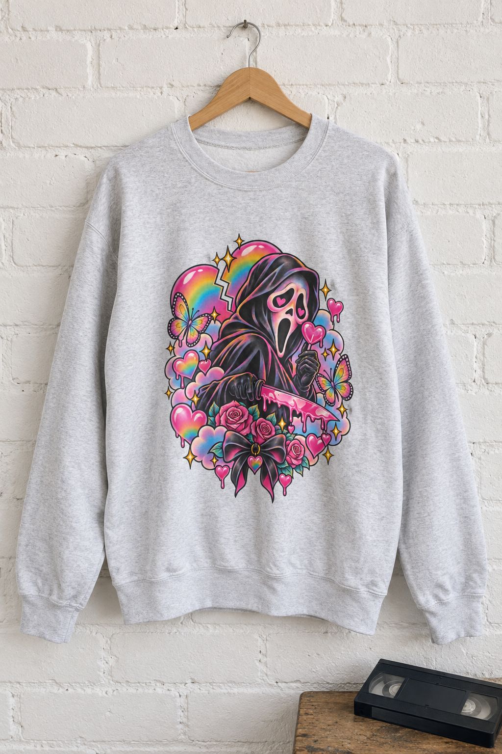 Ghostface Rainbow Crewneck Sweatshirt lifestyle photo