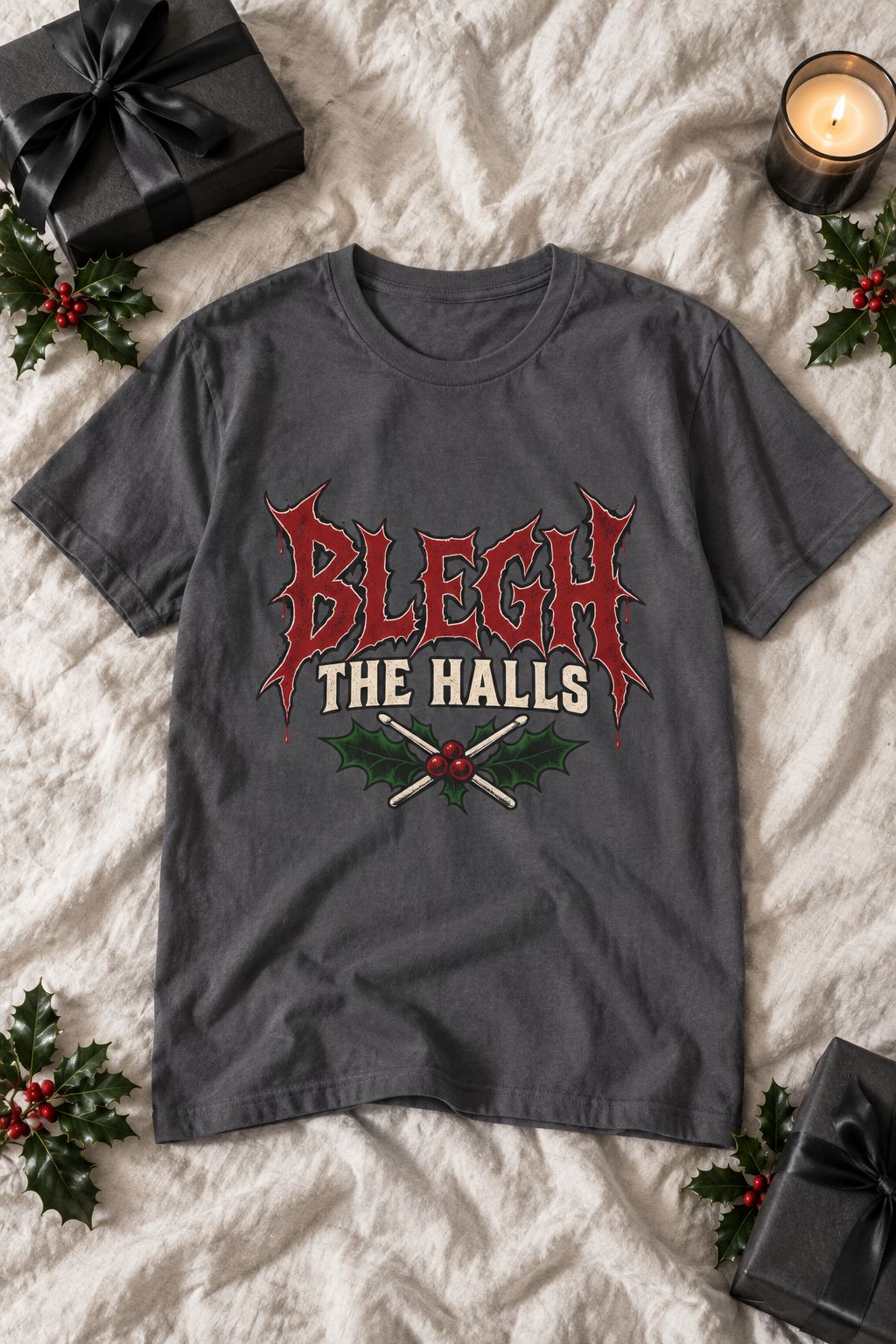 BLEGH the Halls Metal Christmas Tee lifestyle photo