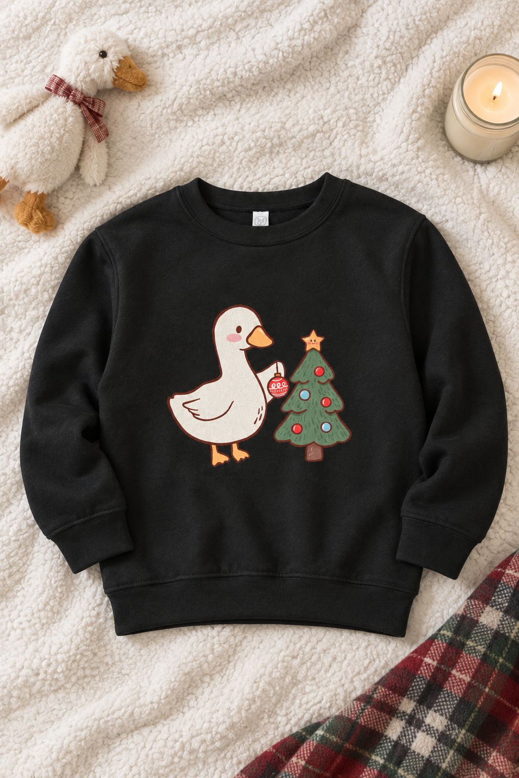 Decorating Duck Toddler Christmas Sweatshirt lifestyle photo