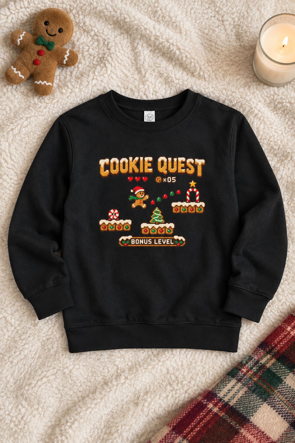 Cookie Quest Toddler Christmas Sweatshirt lifestyle photo
