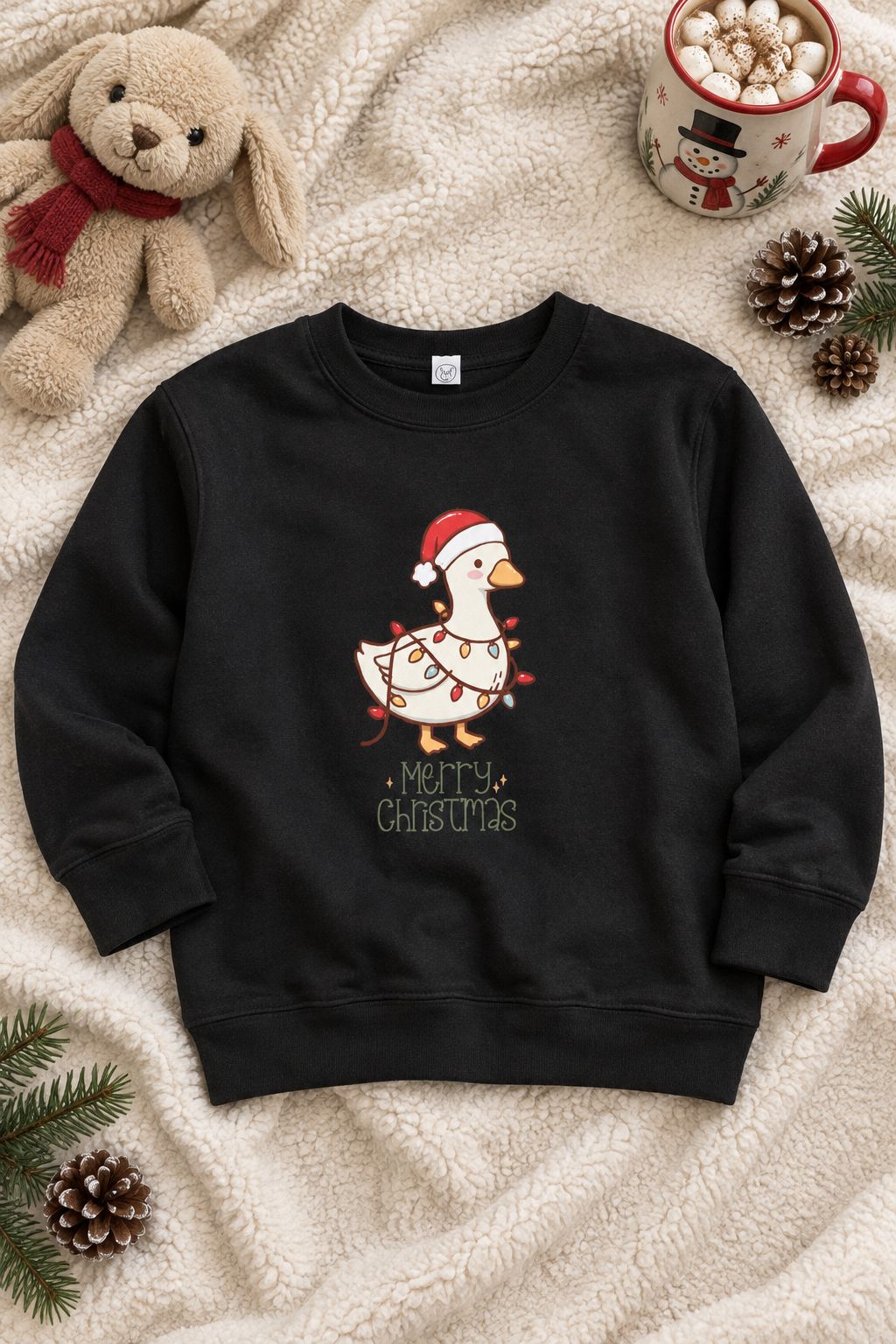Santa Hat Duck "Merry Christmas" Toddler Sweatshirt lifestyle photo