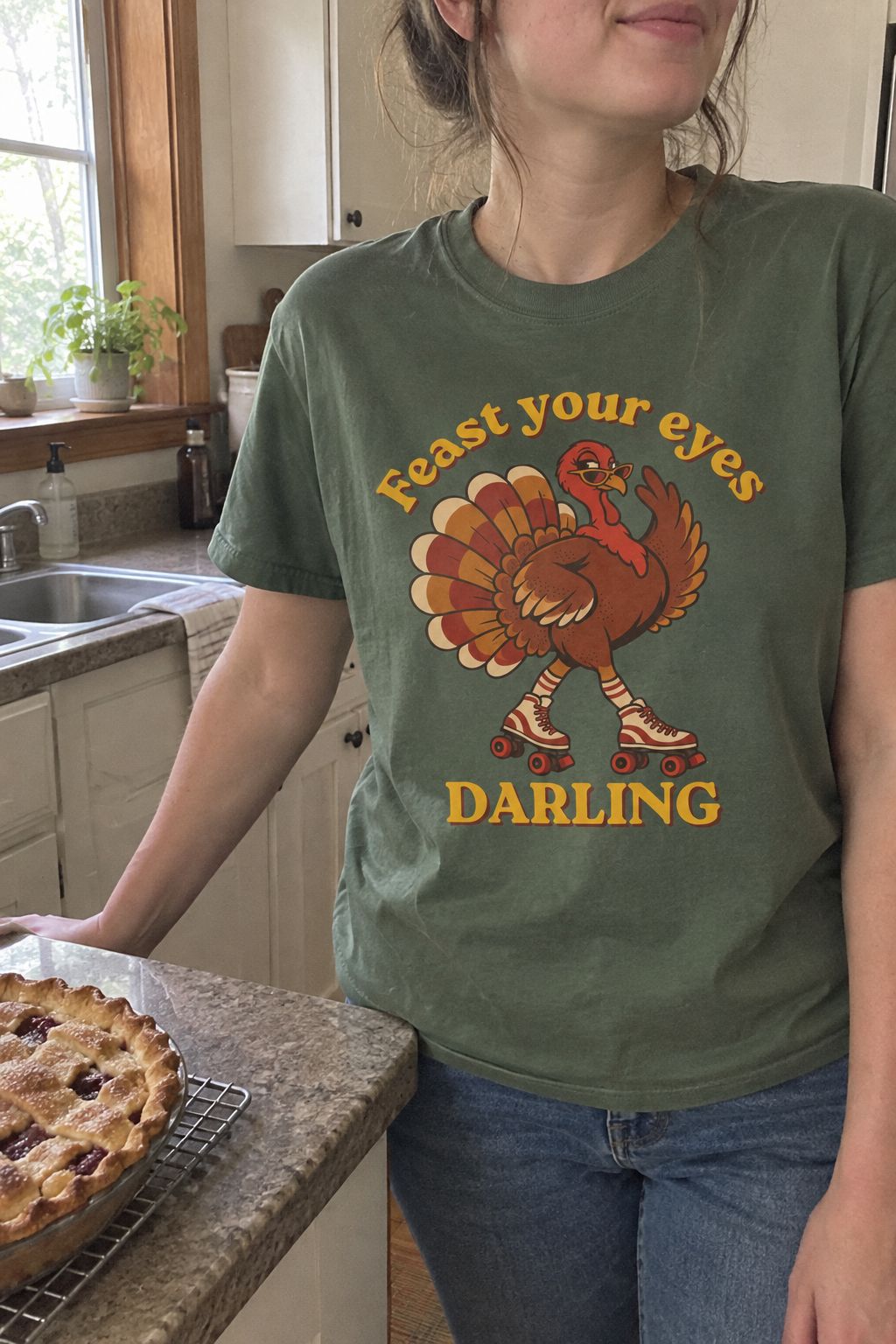 Thanksgiving 'Feast Your Eyes, Darling' Turkey Tee lifestyle photo