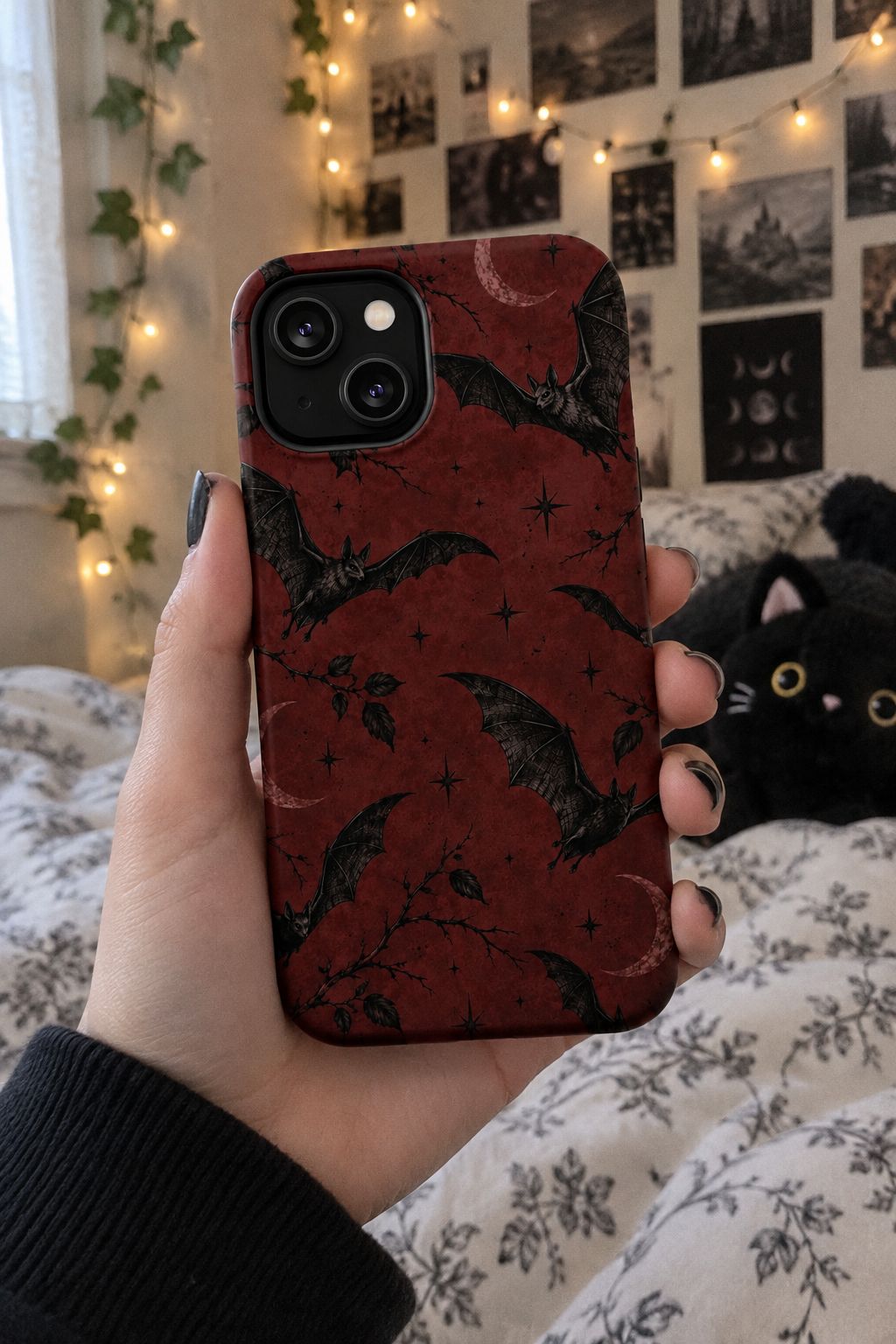 Gothic Bat Moon Magnetic Phone Case lifestyle photo