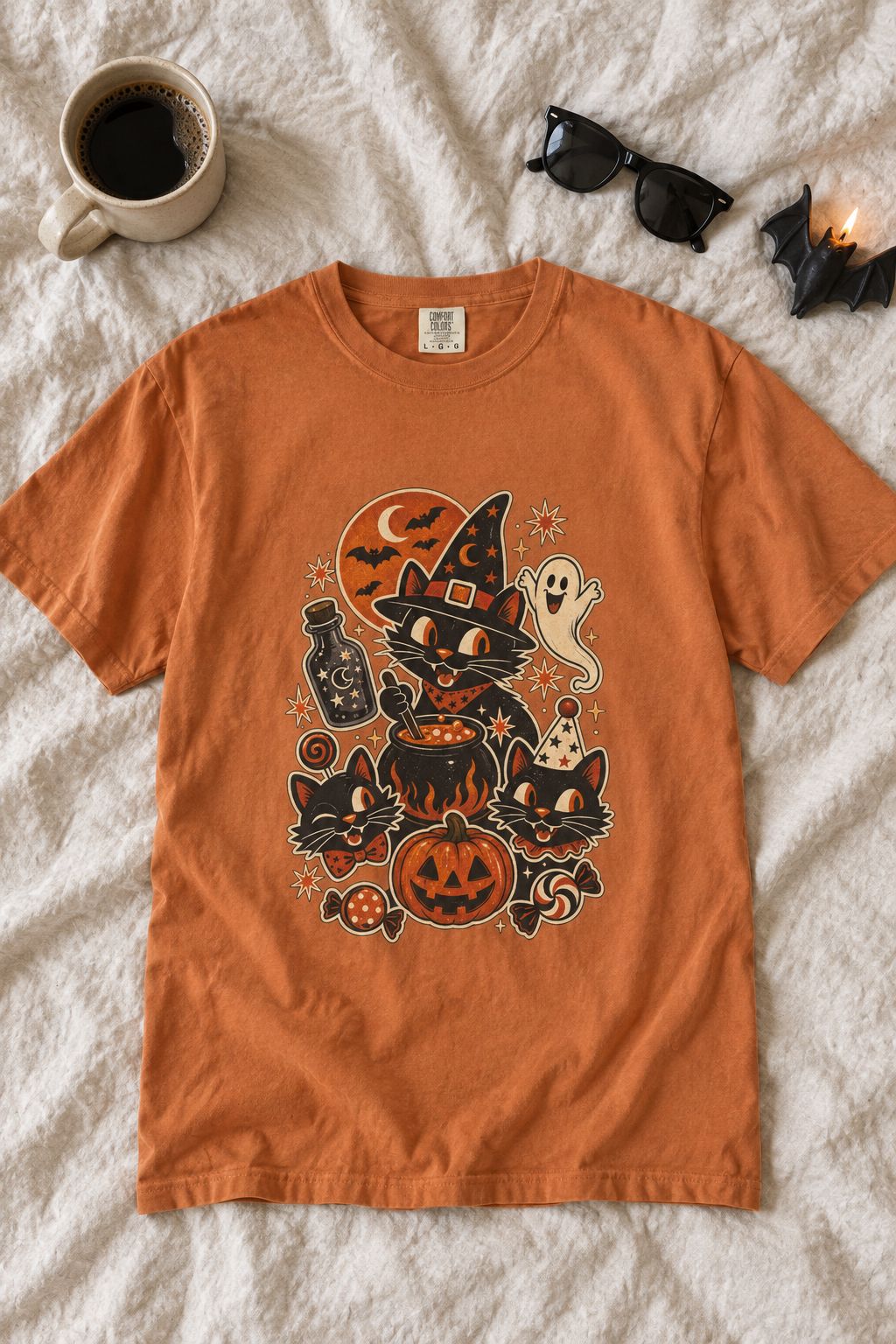 Witchy Cat Halloween Tee lifestyle photo