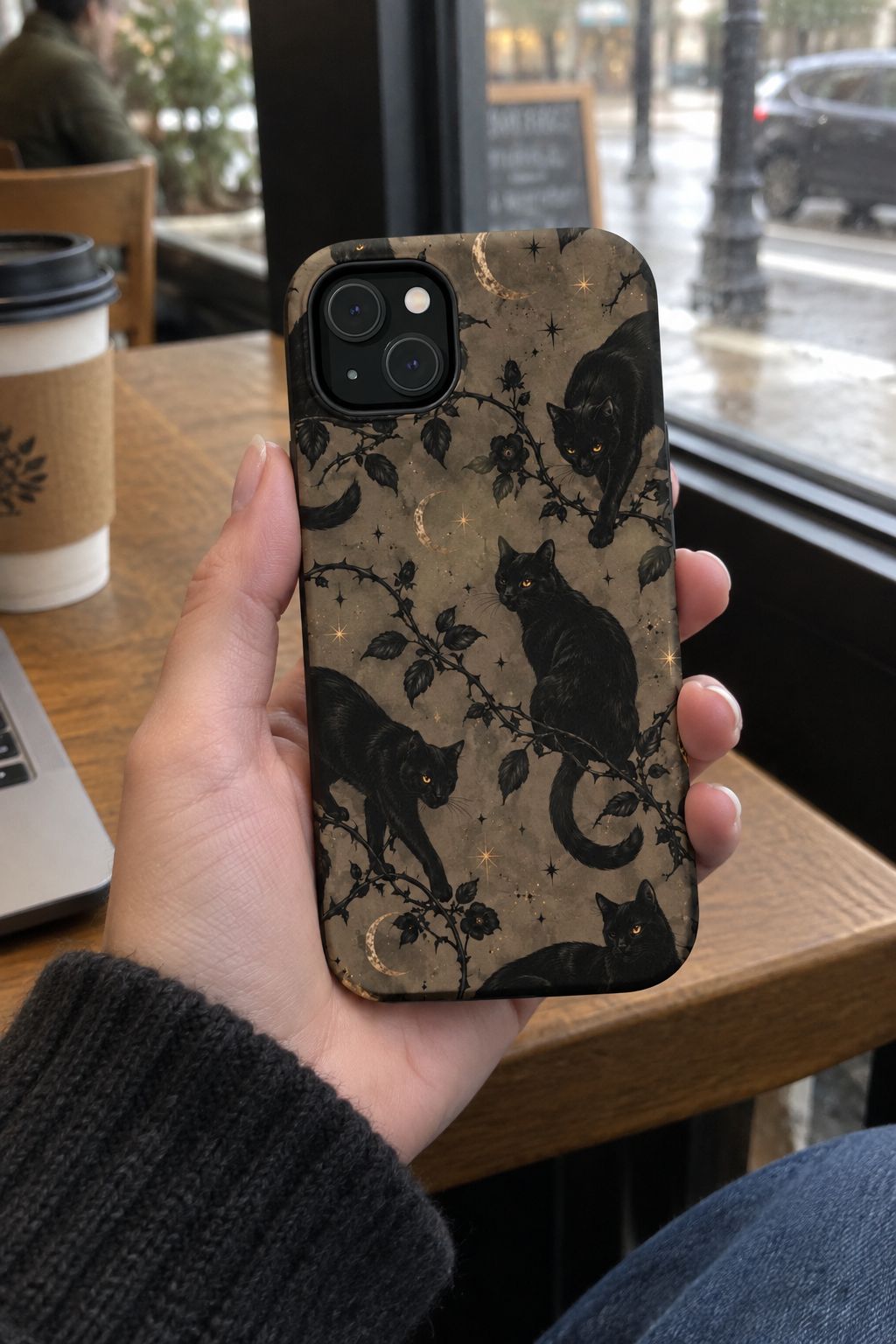 Vintage Black Cats Tough Phone Case lifestyle photo