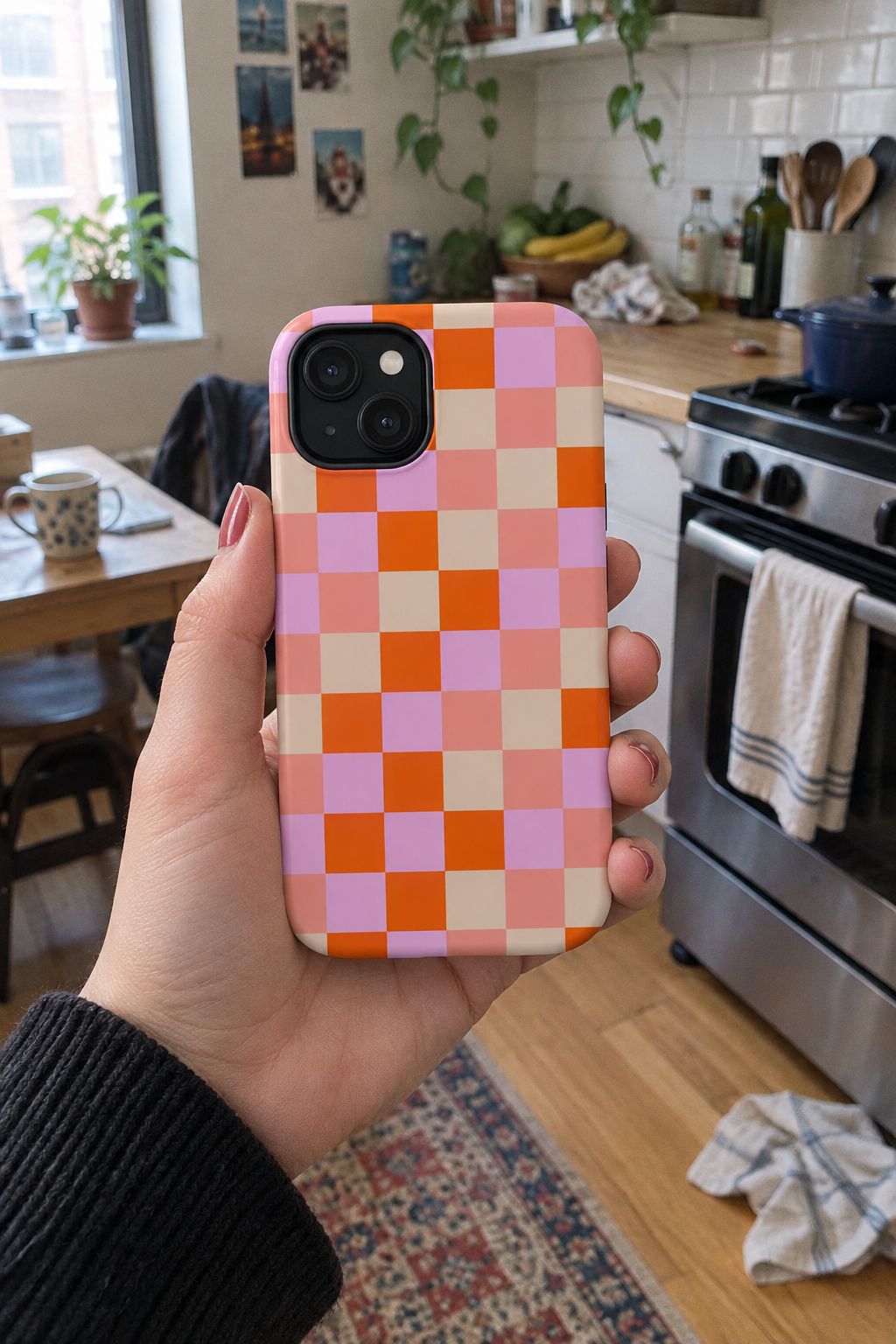 Checkerboard Magnetic Phone Case lifestyle photo