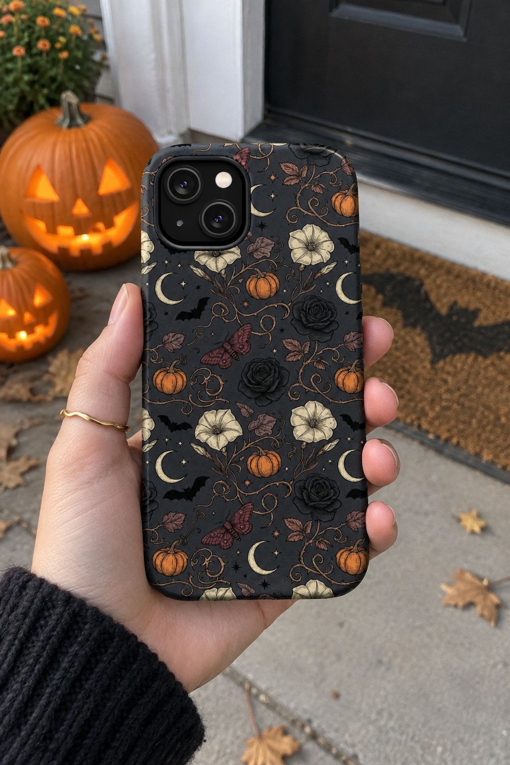 Halloween Floral Magnetic Phone Case lifestyle photo