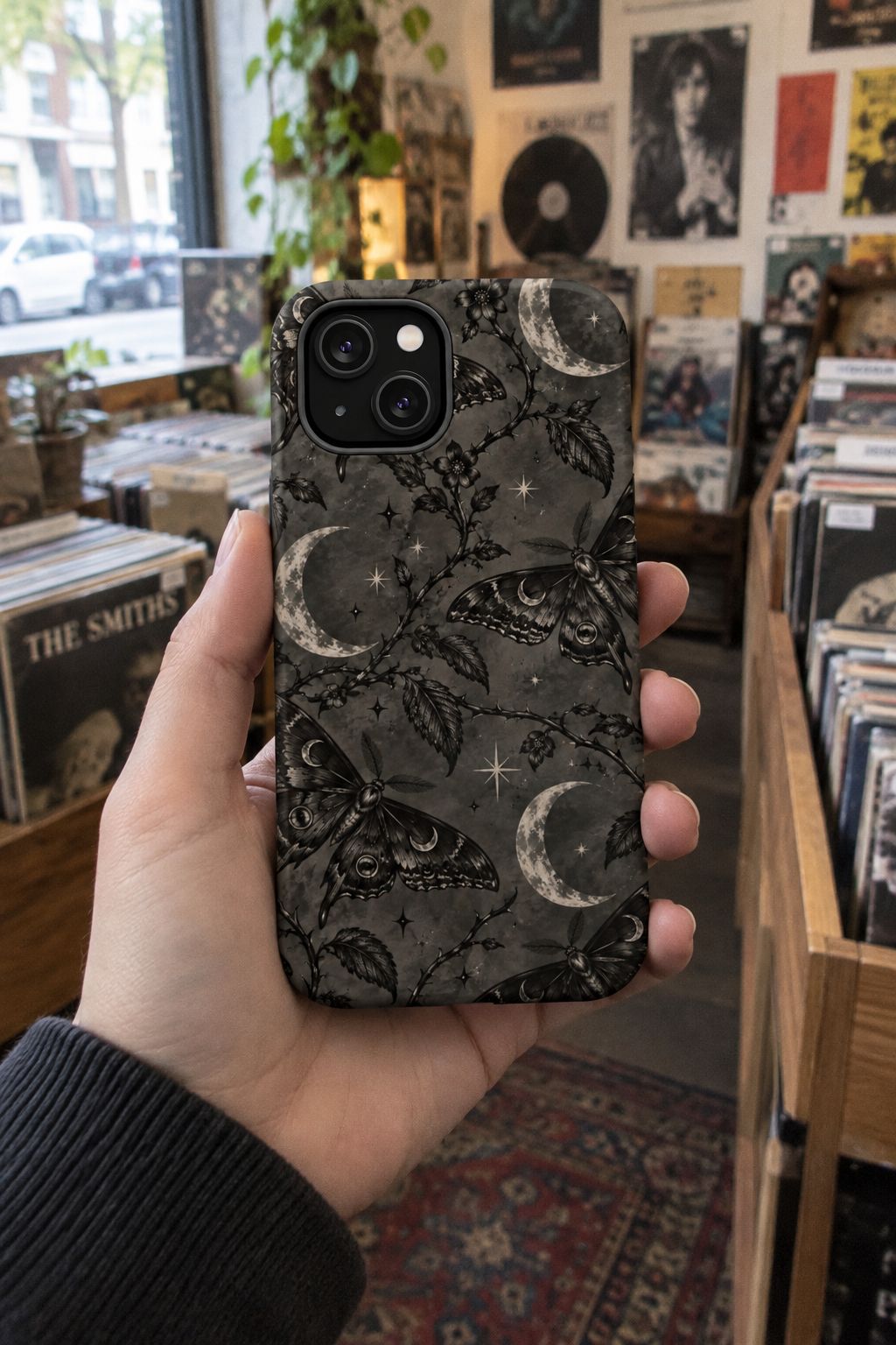 Moon Moth Magnetic Phone Case lifestyle photo