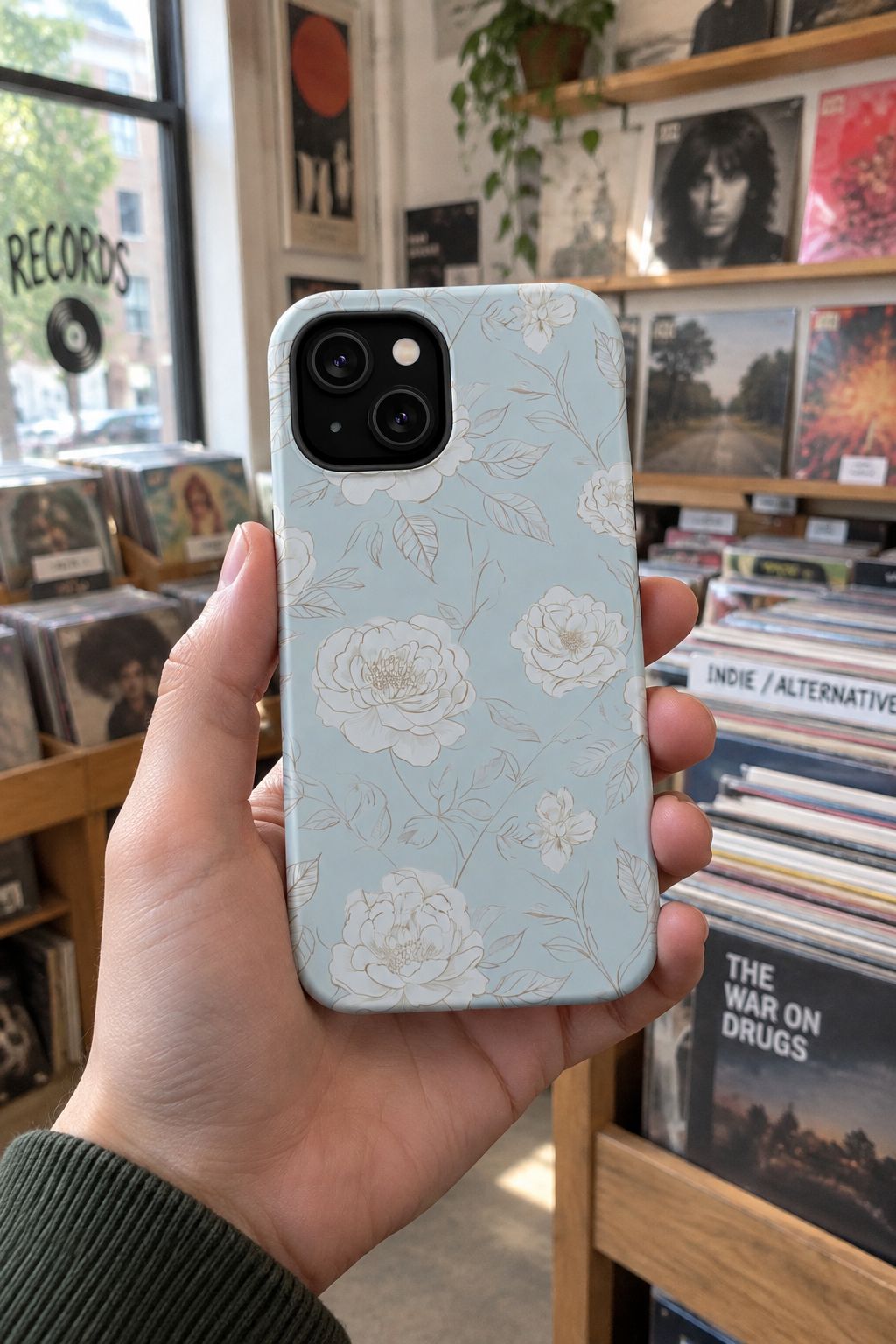 Blue Floral Magnetic Phone Case lifestyle photo
