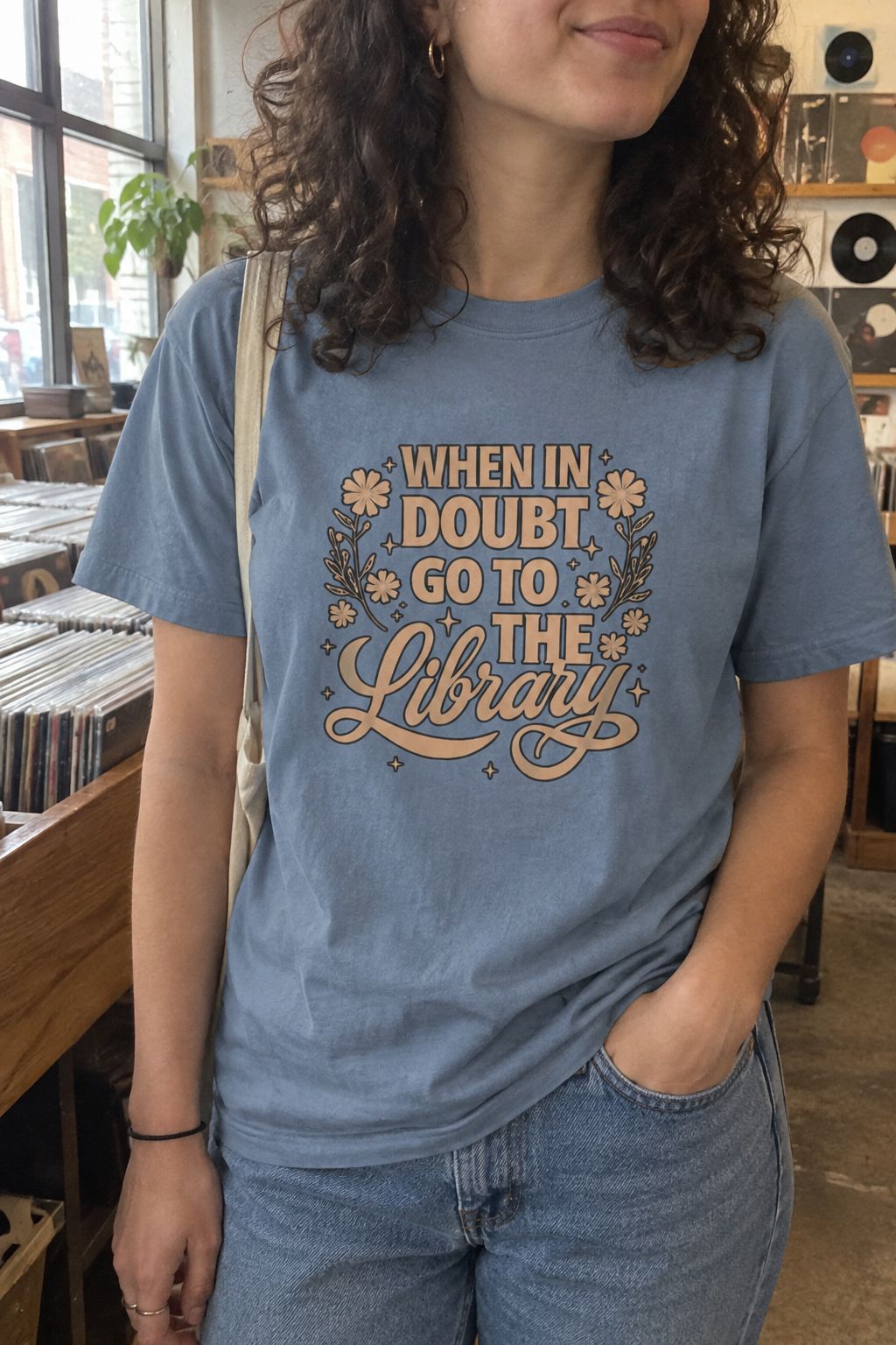 Retro Library Book Lover Tee lifestyle photo