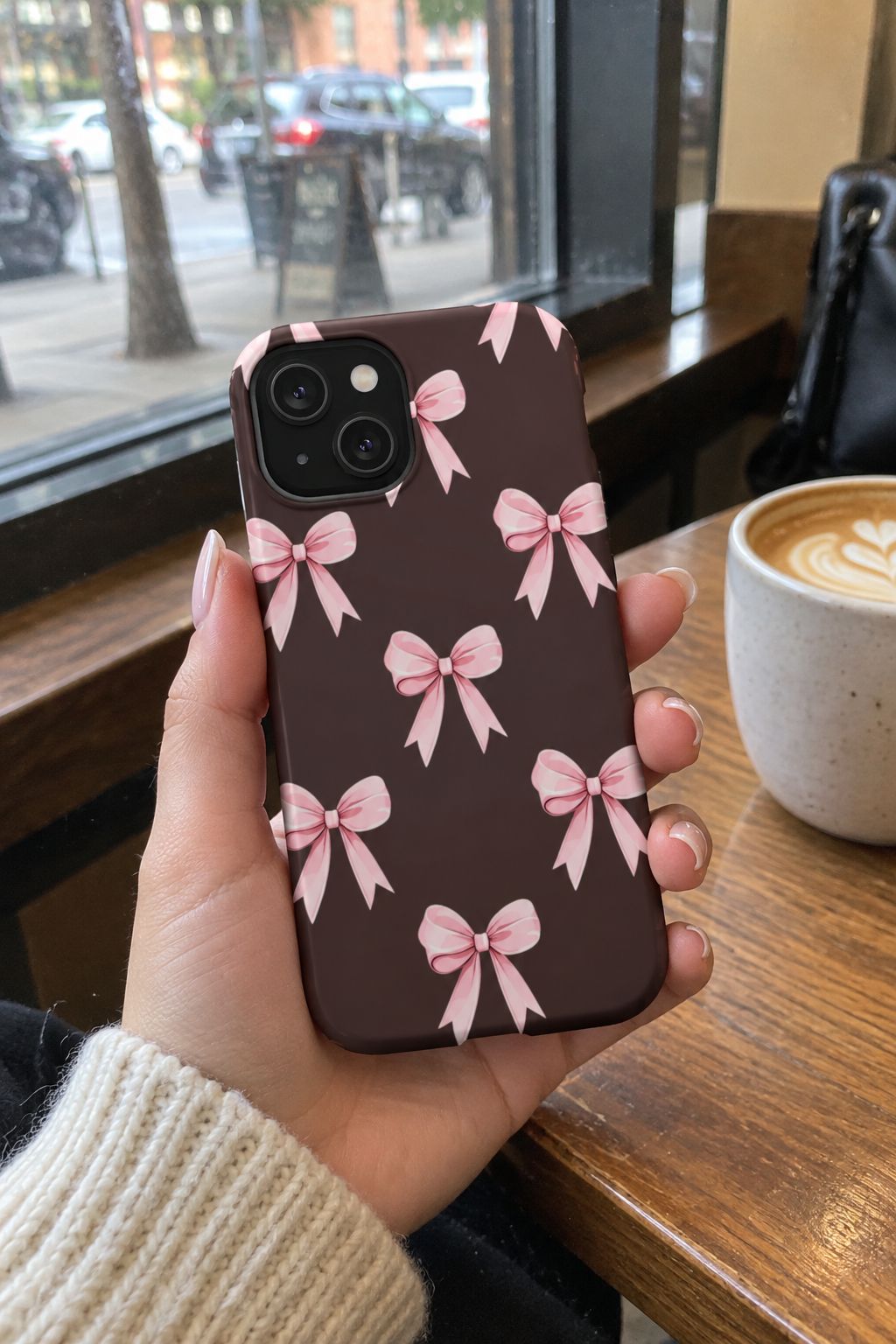 Pink Ribbon Bow Magnetic Phone Case lifestyle photo