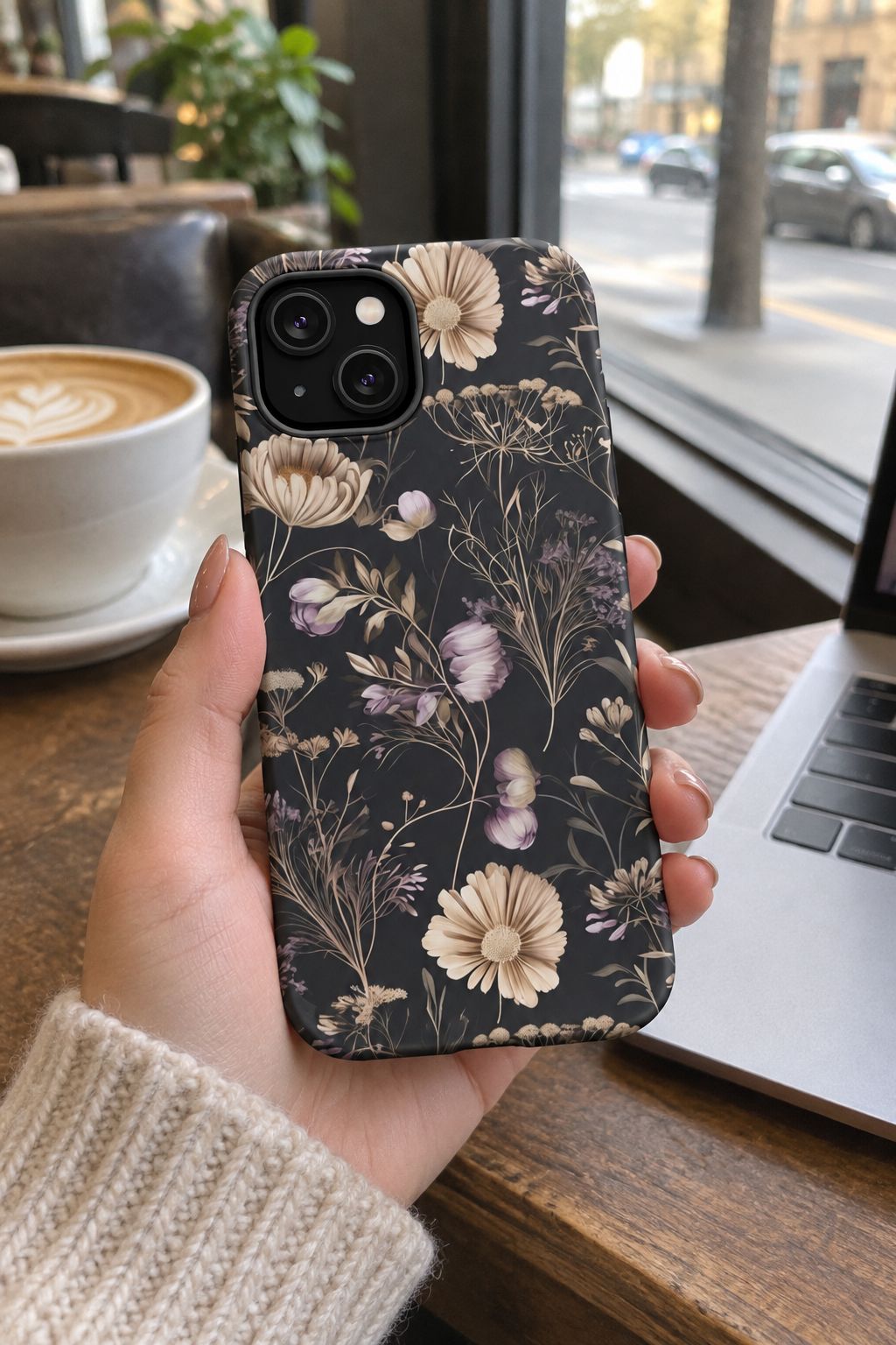 Dark Floral Magnetic Phone Case lifestyle photo