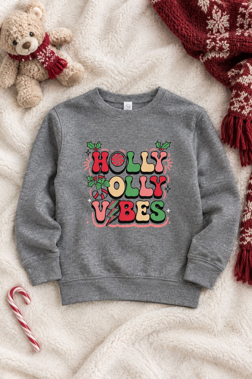 Holly Jolly Vibes Toddler Christmas Sweatshirt lifestyle photo