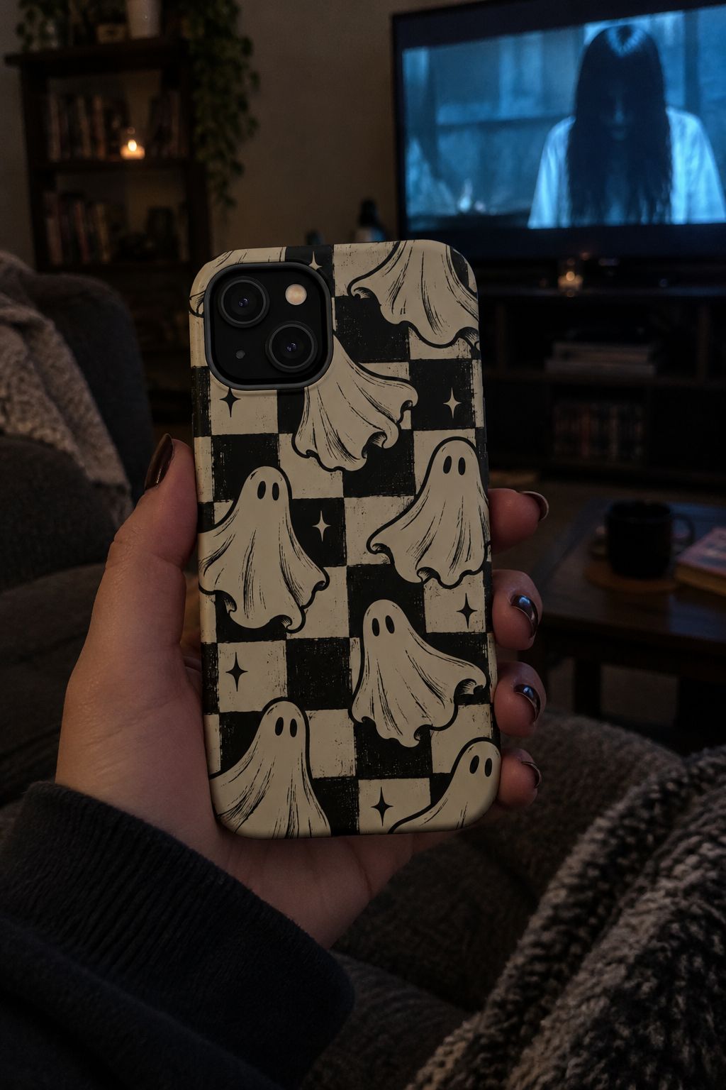 Ghost Checker Magnetic Phone Case lifestyle photo