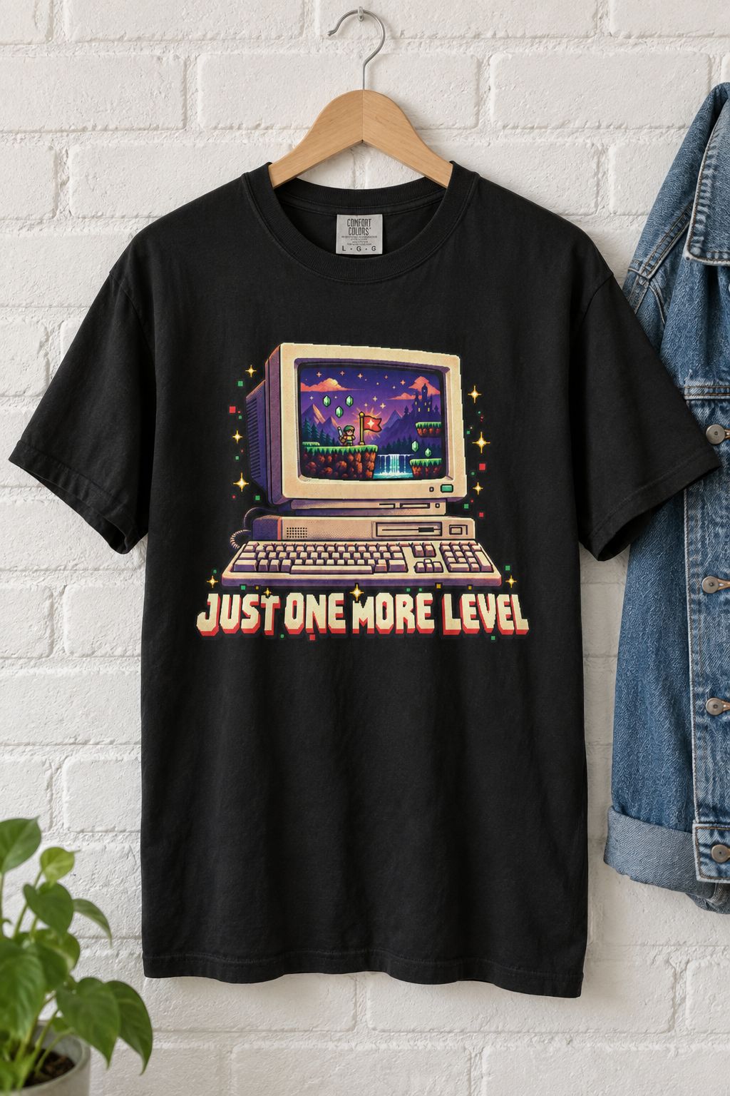 Retro Computer 'Just One More Level' Gaming Tee lifestyle photo
