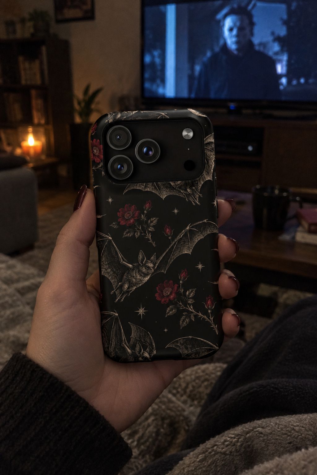 Gothic Bat & Moon Magnetic Phone Case lifestyle photo