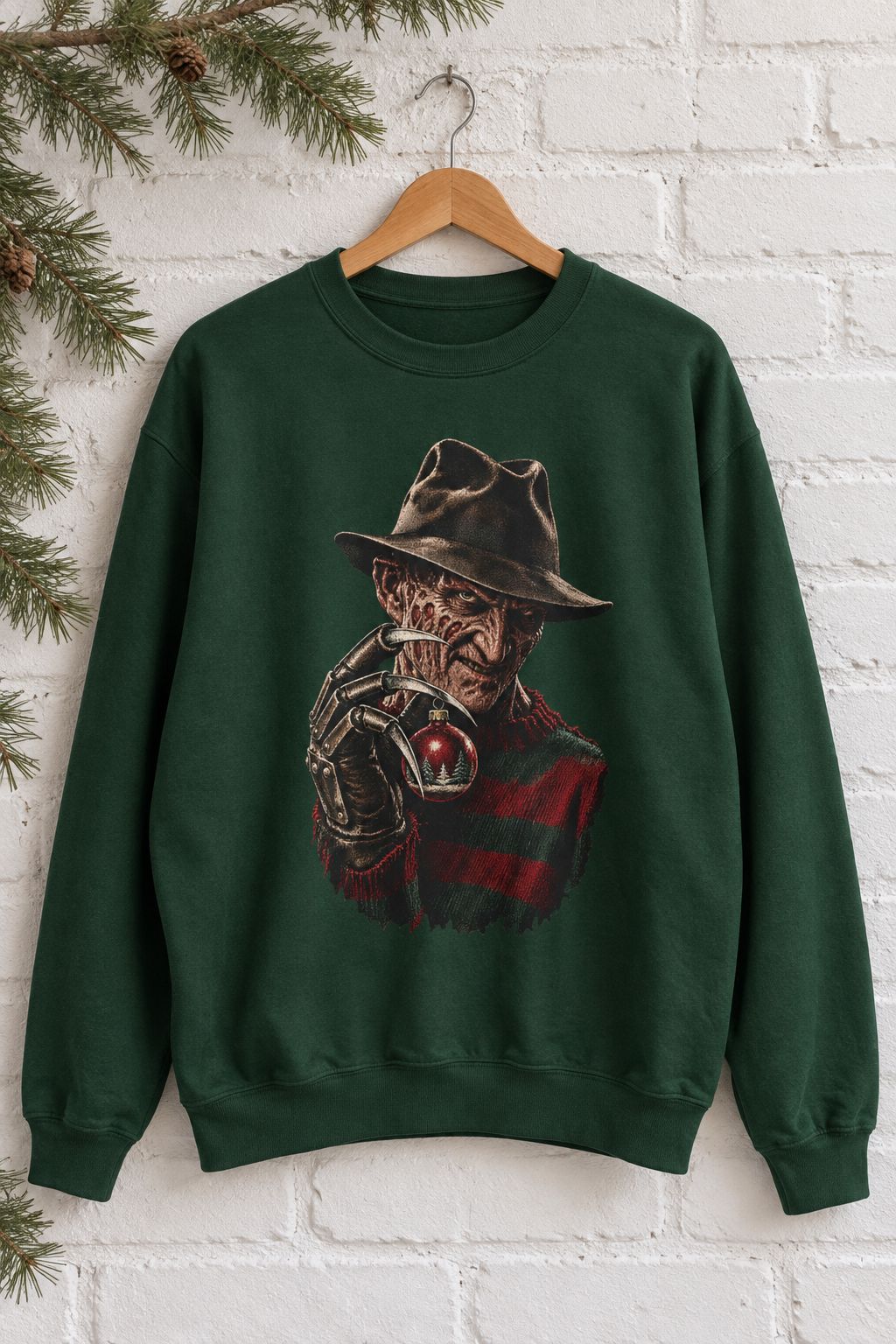 Freddy Krueger Christmas Ornament Sweatshirt lifestyle photo