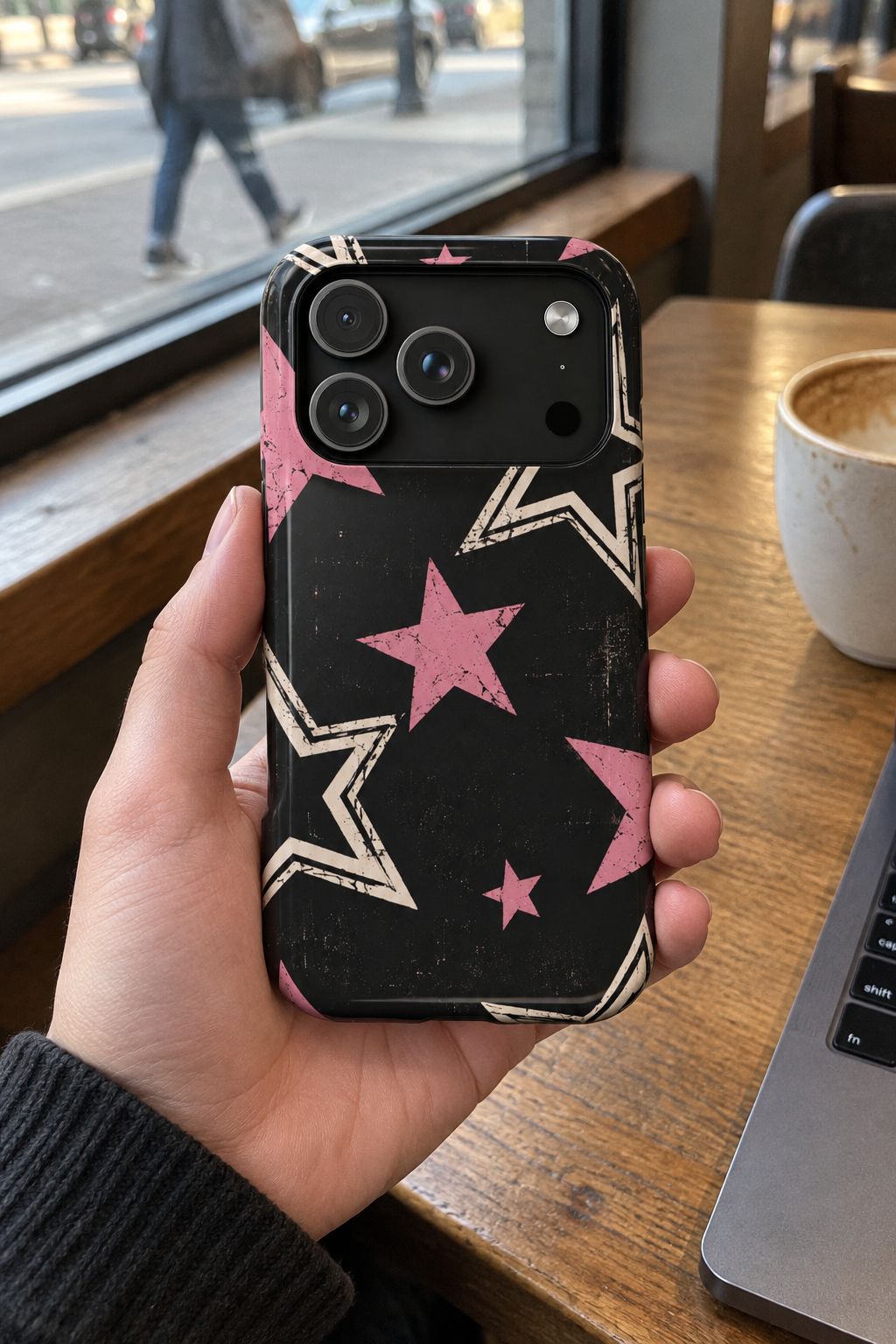 Pink Retro Stars Magnetic Phone Case lifestyle photo
