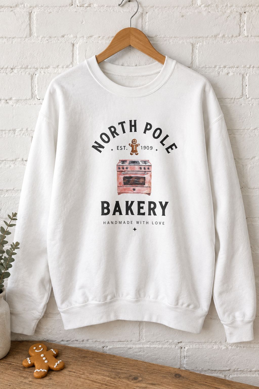 North Pole Bakery Crewneck Christmas Sweatshirt lifestyle photo