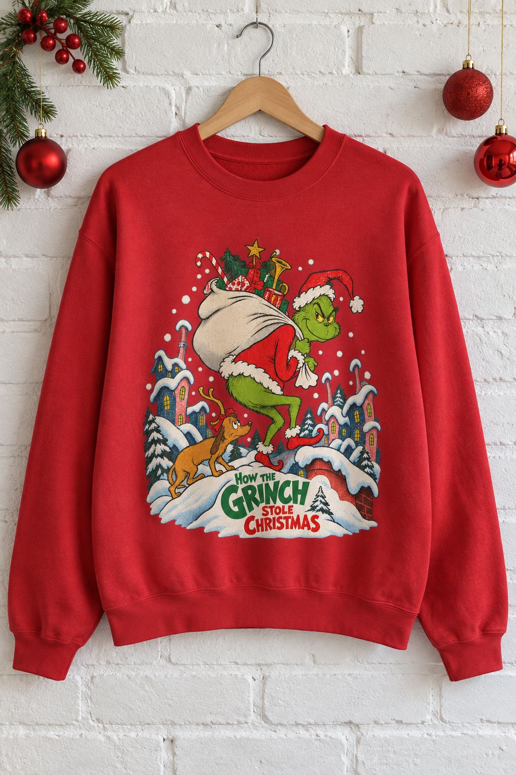 Grinch & Max Christmas Sweatshirt lifestyle photo