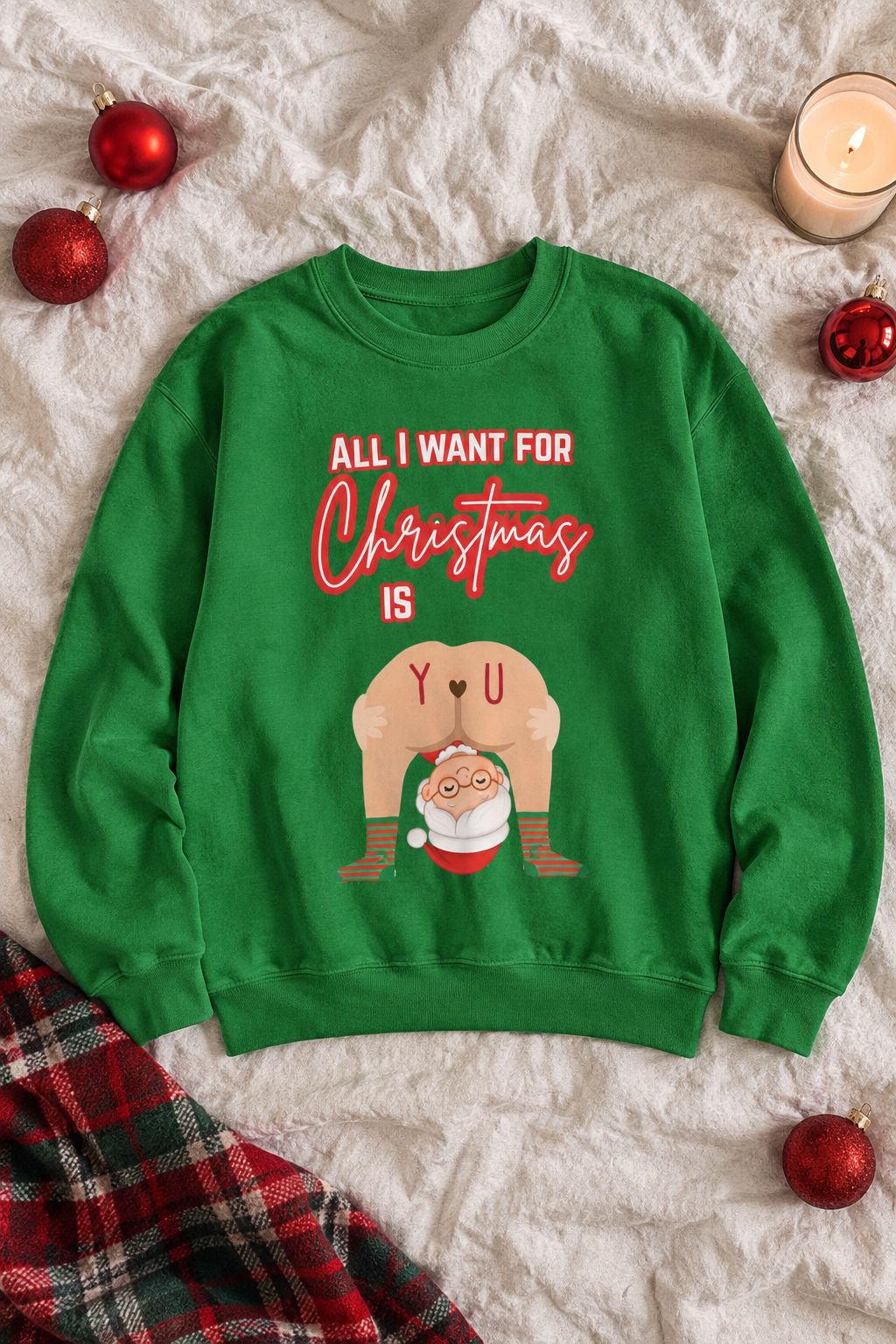 All I Want for Christmas Mrs. Claus Couples Sweatshirt lifestyle photo