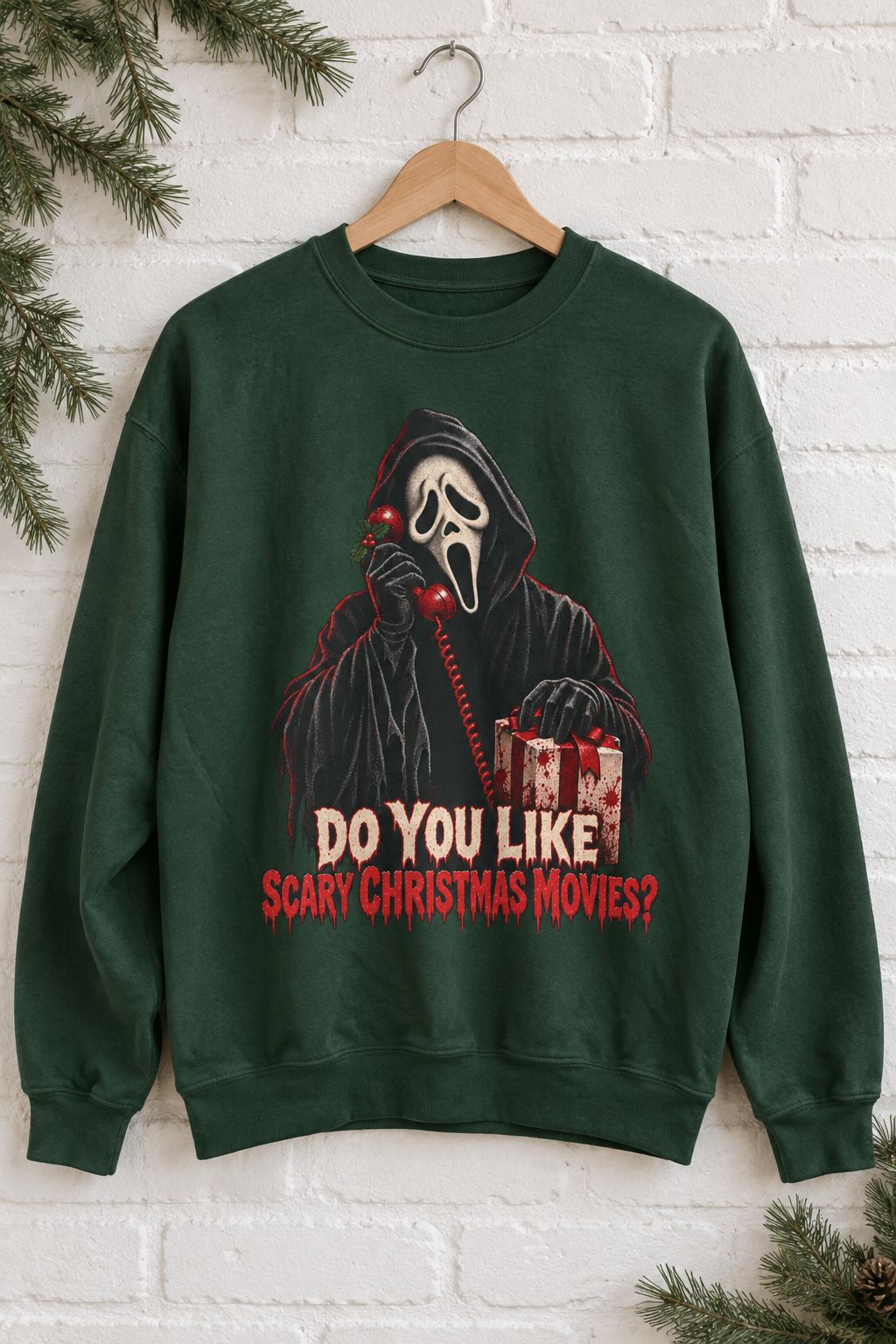 Ghostface Do You Like Scary Movies? Christmas Sweatshirt lifestyle photo