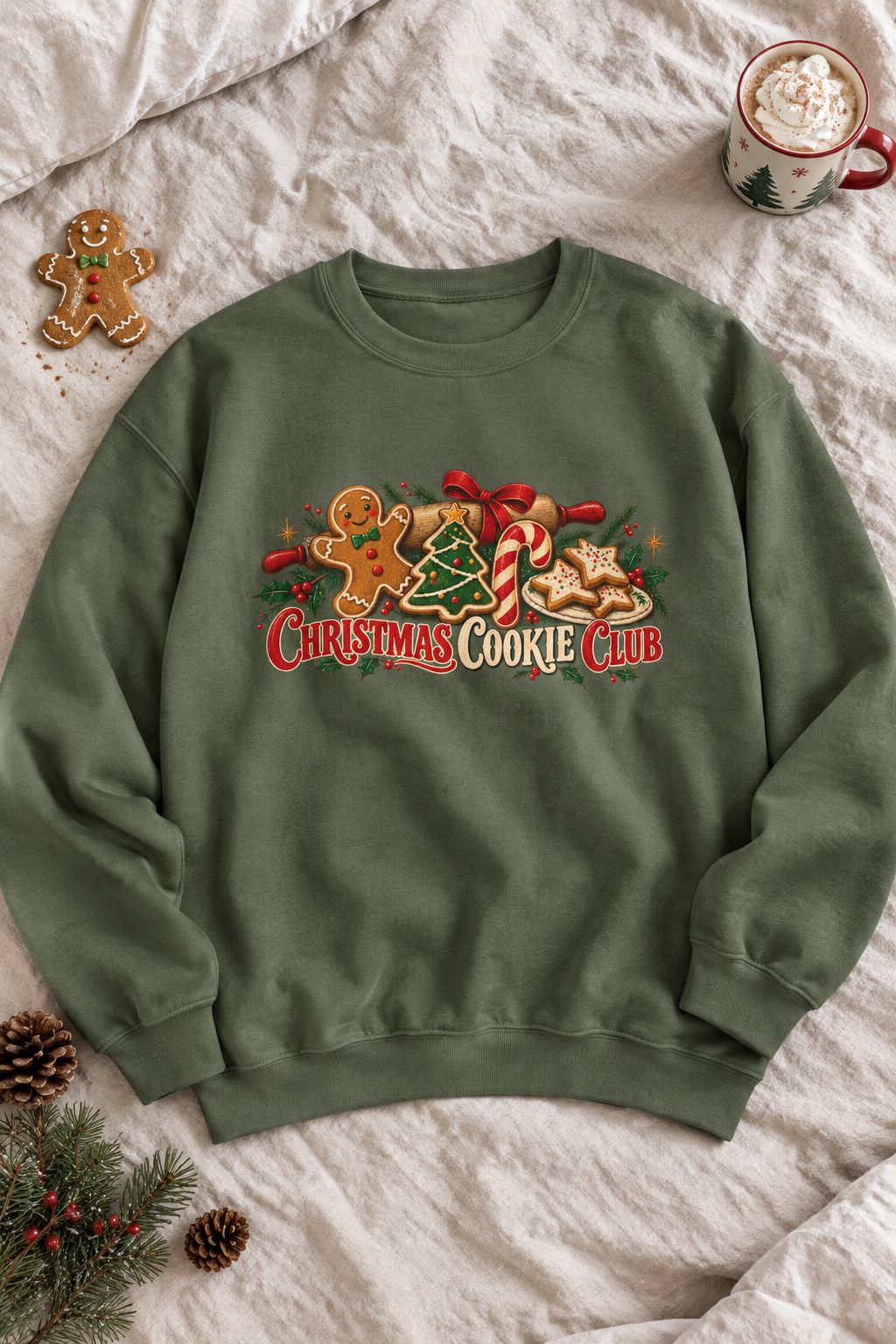 Christmas Cookie Club Crewneck Sweatshirt lifestyle photo